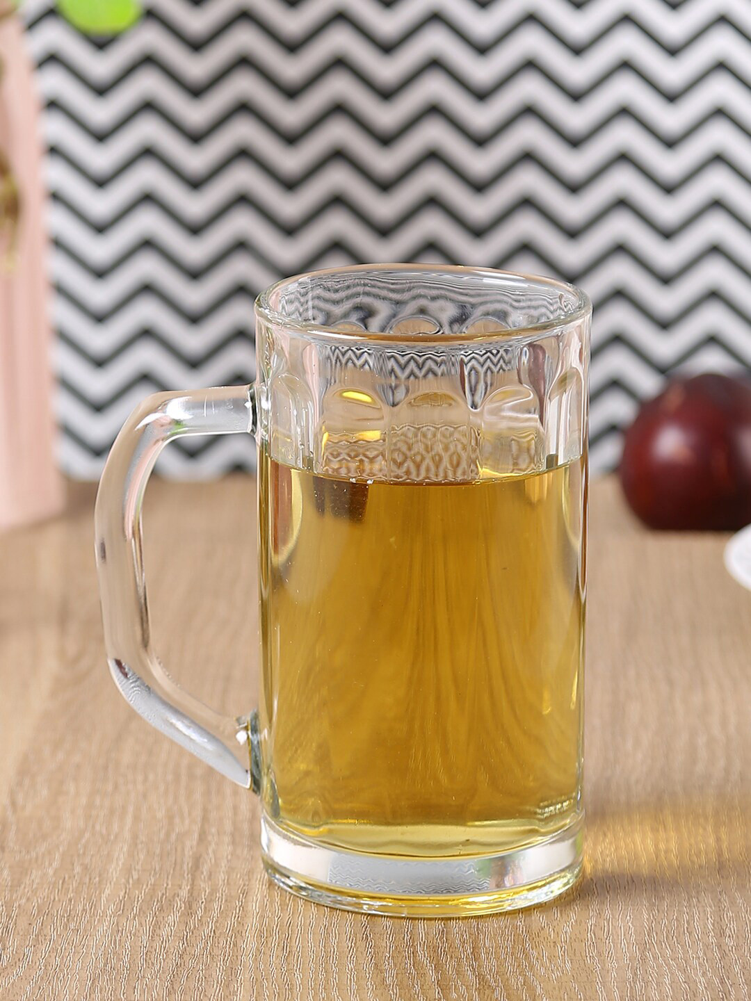 smart serve Nicol Transparent 2 Pcs Textured Glass Beer Mugs 400 ml Each