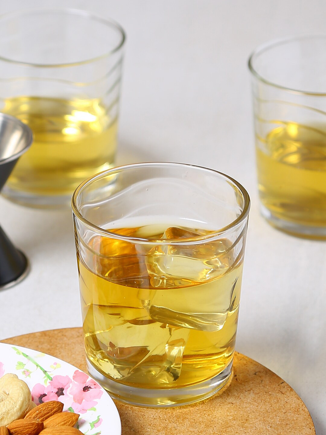 smart serve Kyma Transparent 6 Pcs Textured Whiskey Glasses 285 ml Each