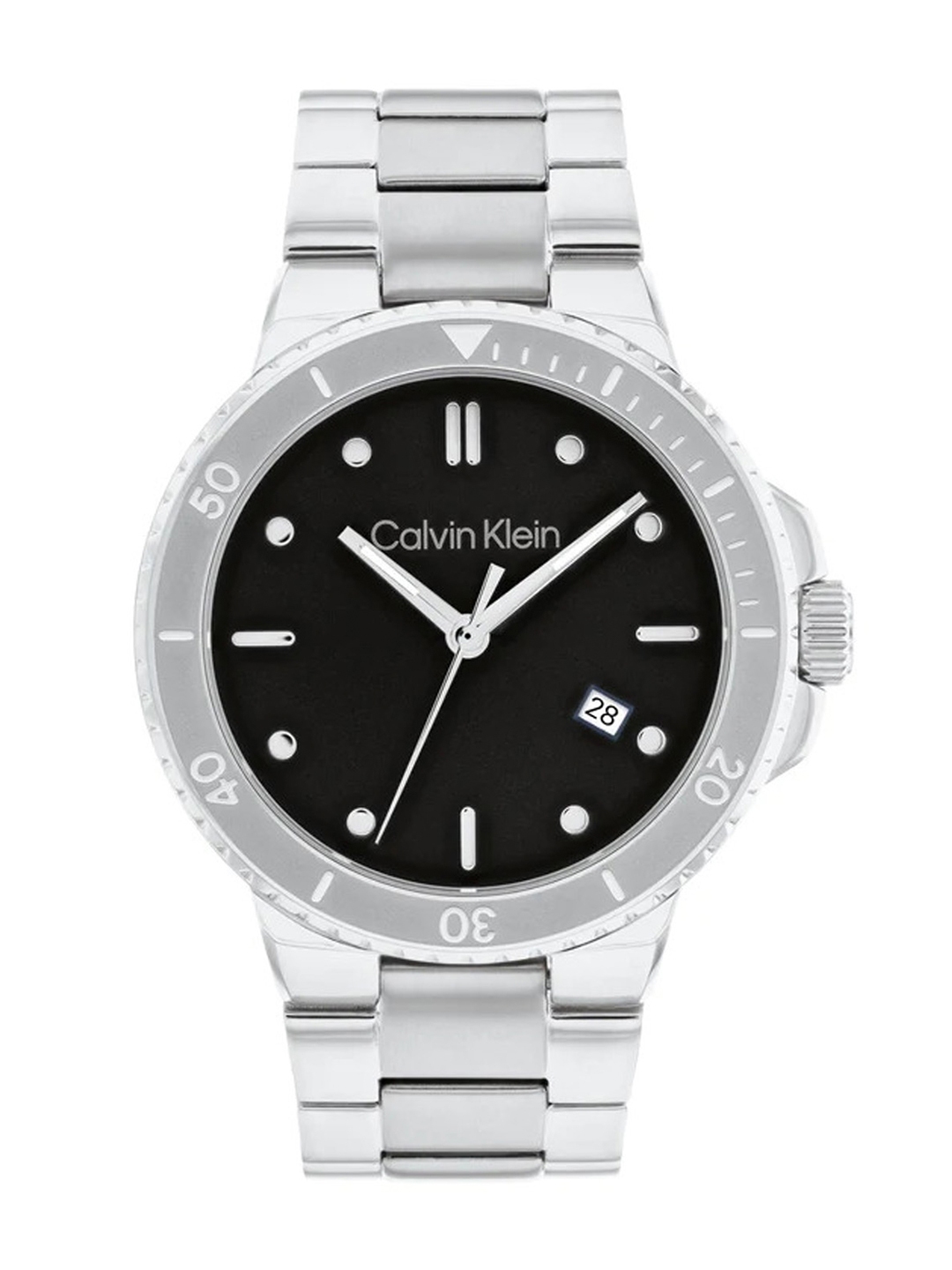 Buy Calvin Klein Men Sport 3Hd Black Dial Silver Toned Straps