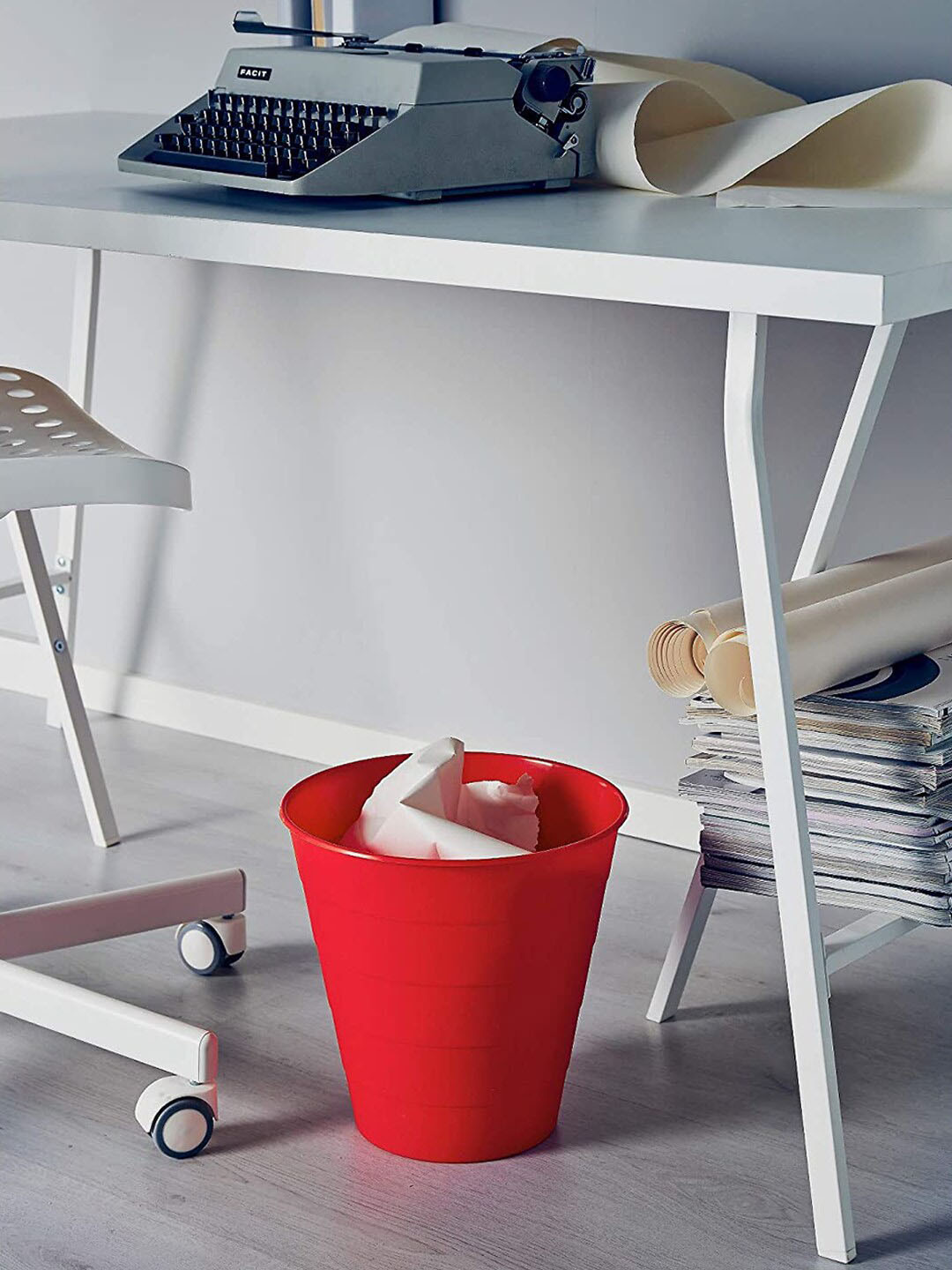 Kuber Industries Red Open Dustbin 8 L