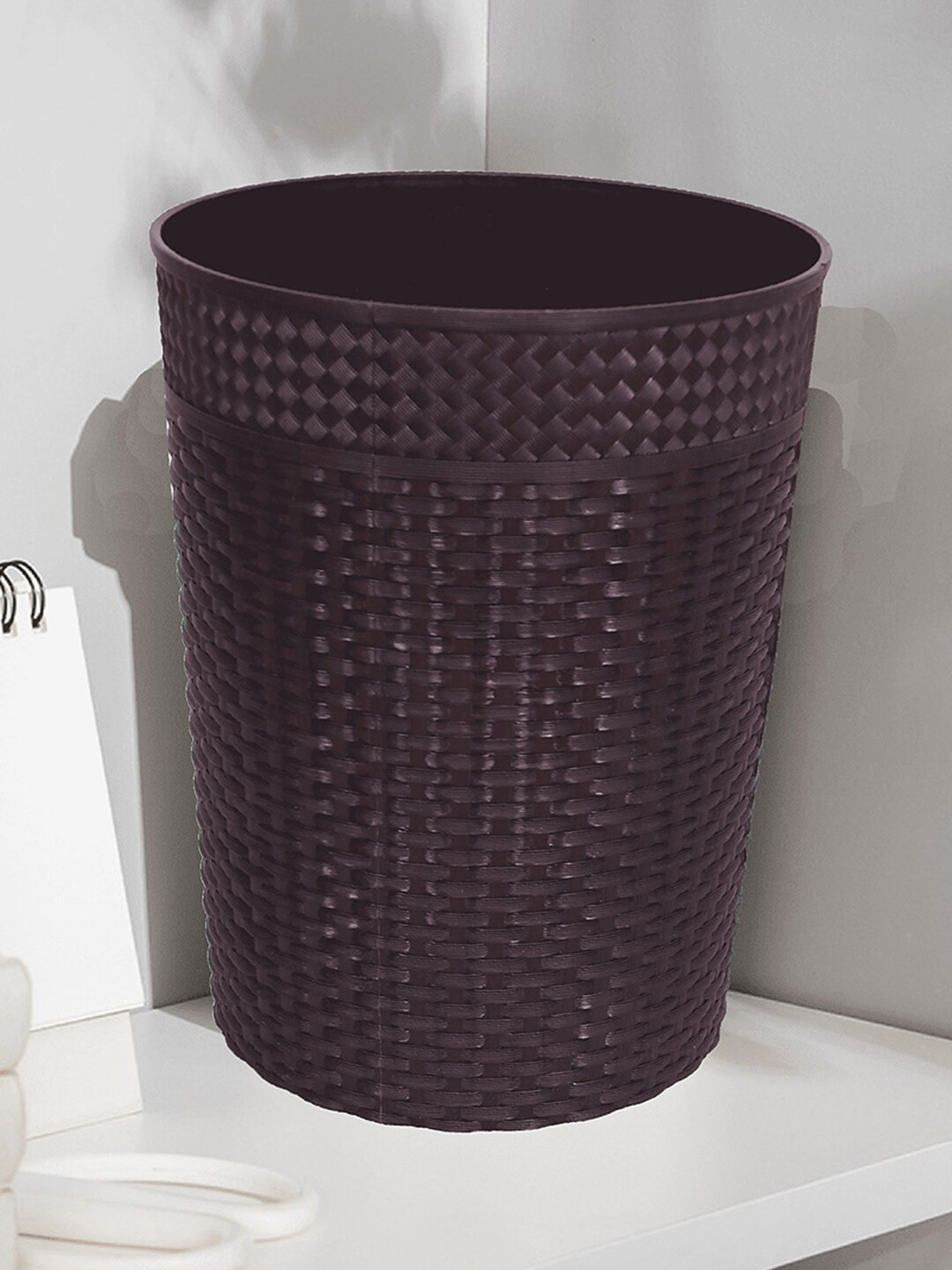 Kuber Industries Brown Textured Dustbin 10 L