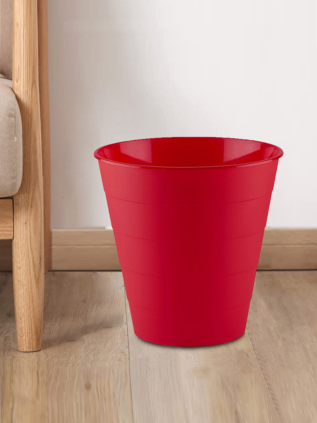 Kuber Industries 2 Pieces Red & Blue Plastic Open Dustbins 8 L Each