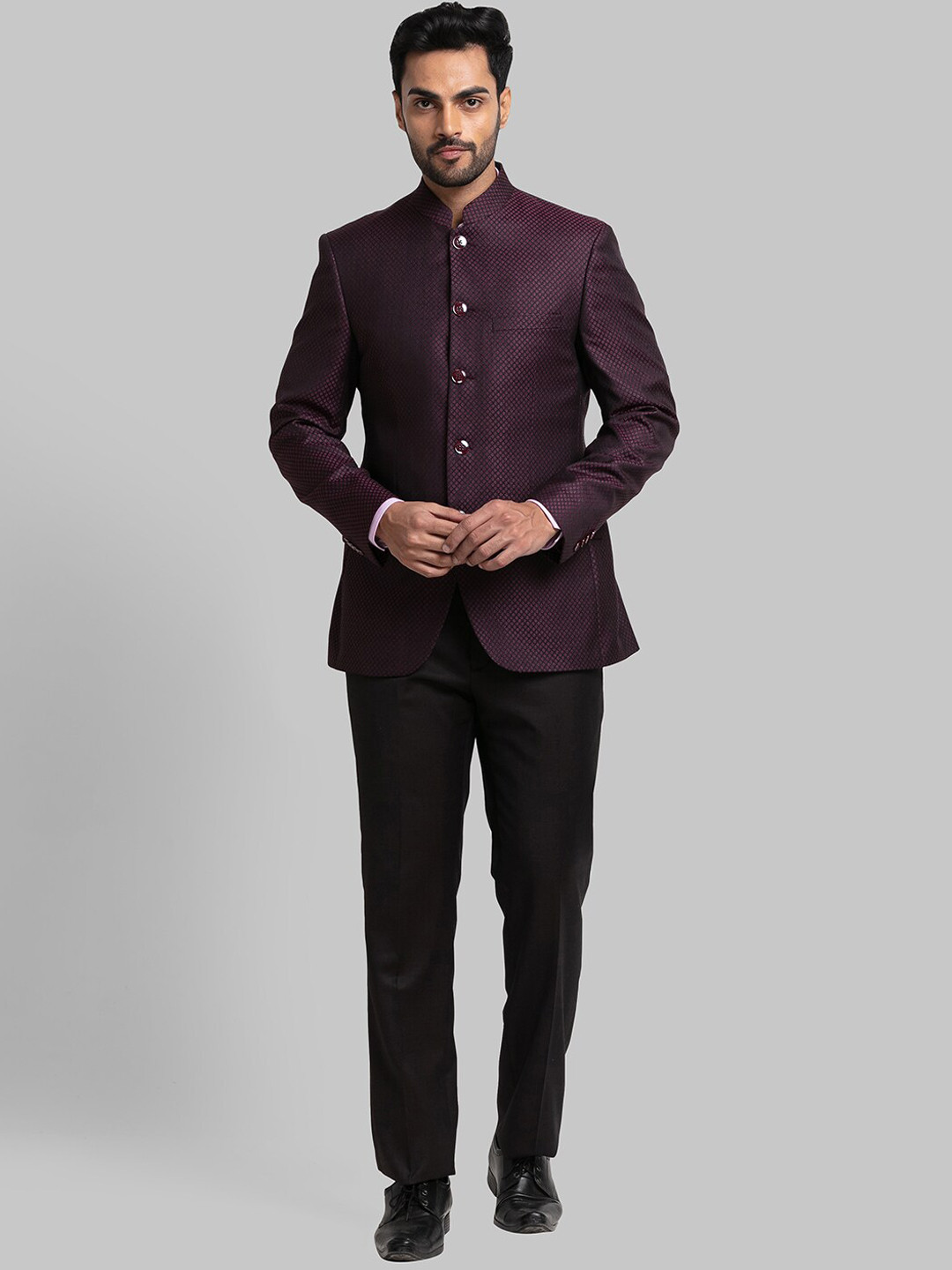 Raymond Self Designed Single-Breasted Bandhgala Two-Piece Suit