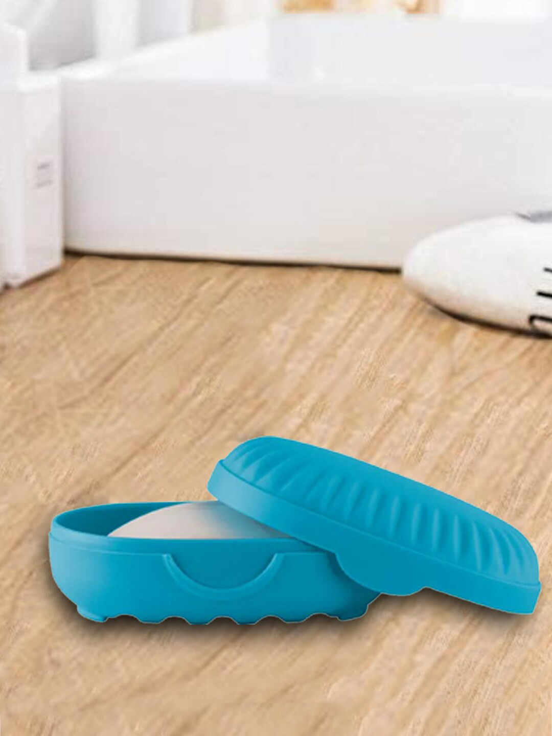 Kuber Industries Set of 3 Blue Self Draining Soap Holders