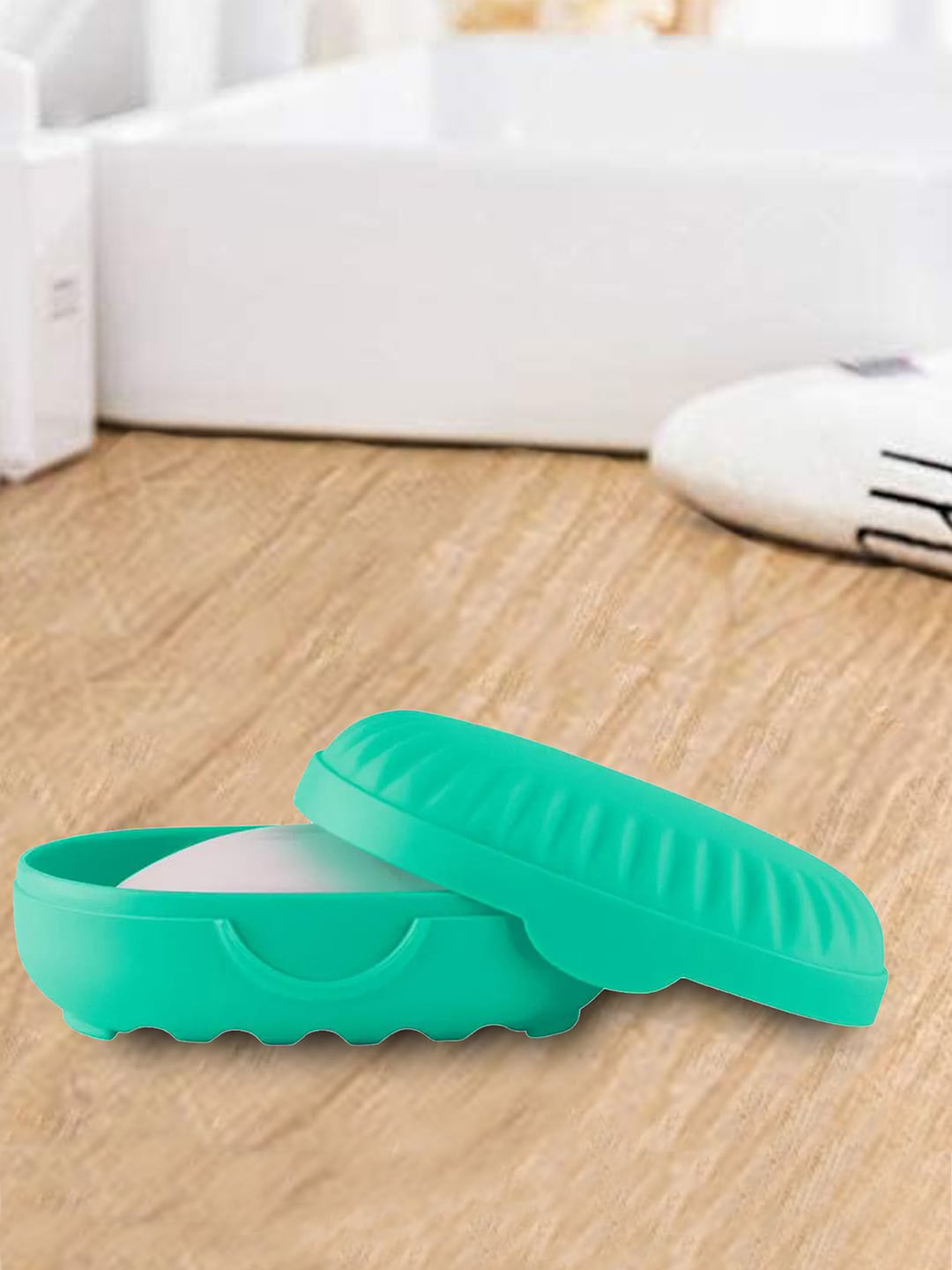 Kuber Industries Sea Green 3 Pcs Self Draining Soap Dish