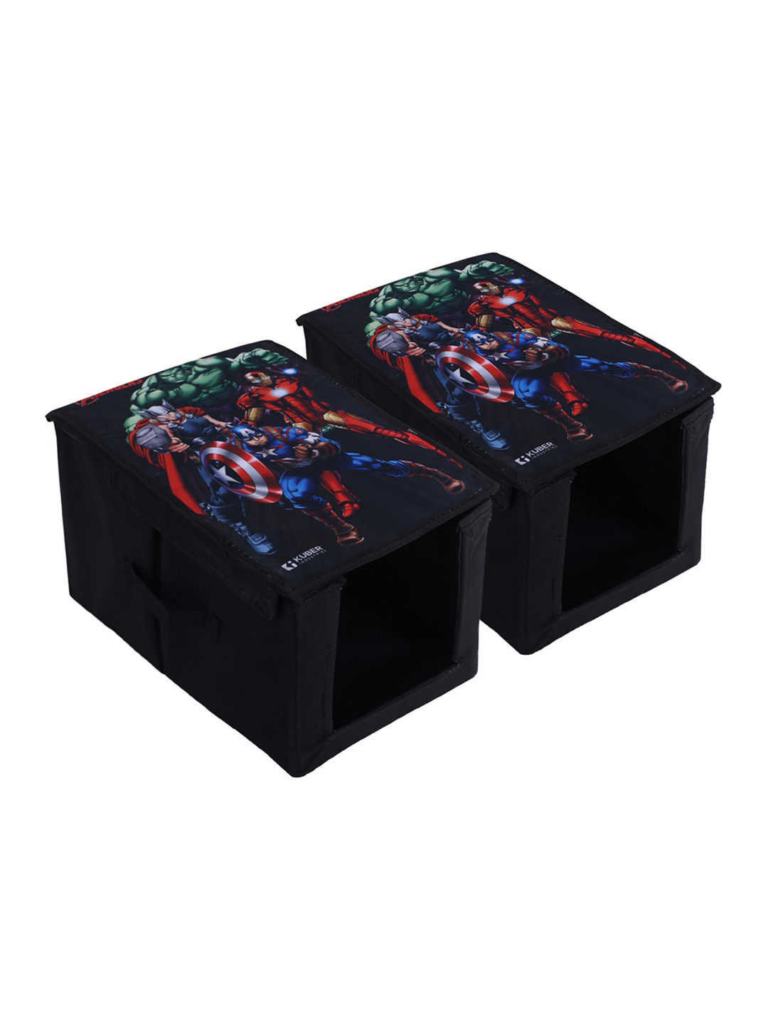 Kuber Industries 2 Pcs Black & Red Printed Non-Woven Shirt Stacker With Lid