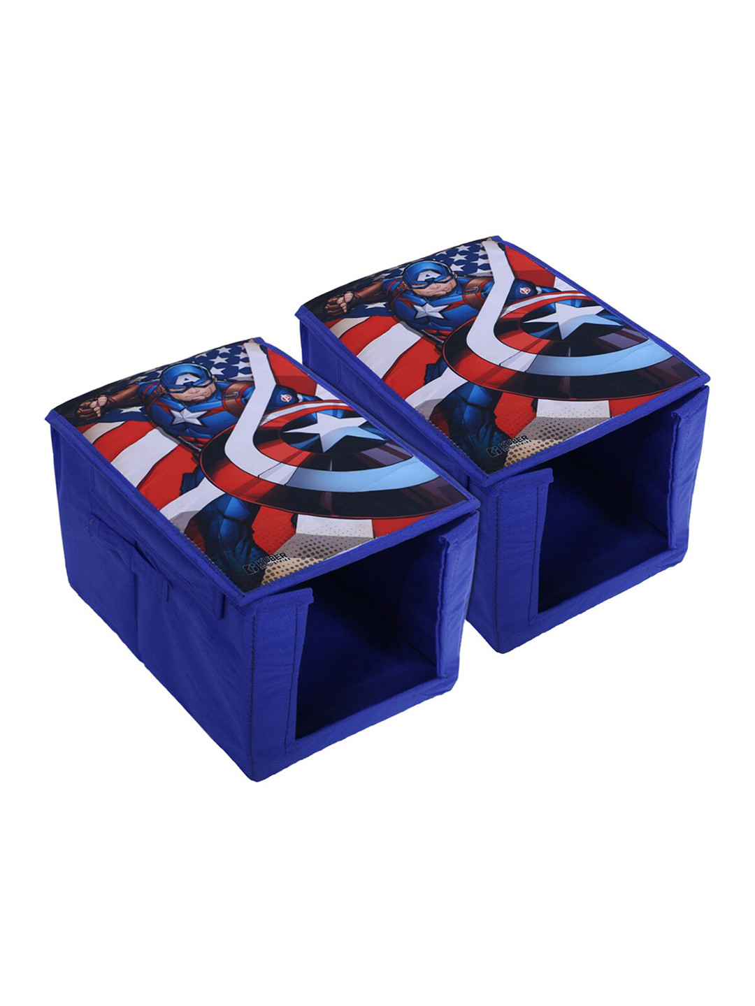 Kuber Industries 2 Pieces Blue & Red Printed Non-Woven Shirt Stacker With Lid