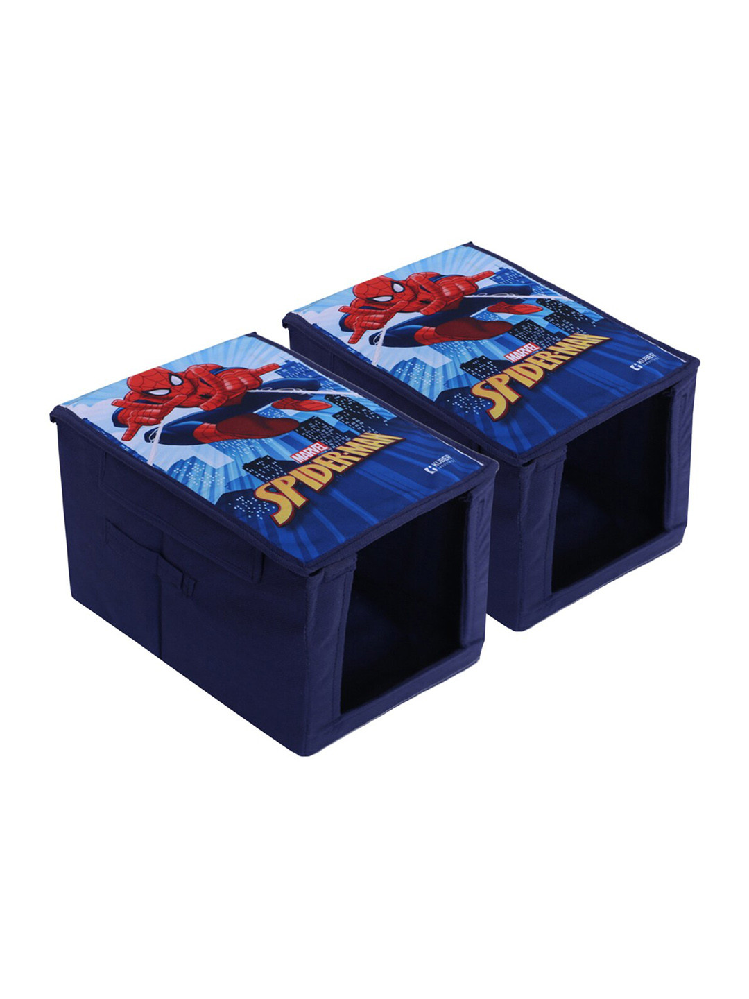 Kuber Industries 2 Pieces Blue & Red Printed Non-Woven Shirt Stacker With Lid