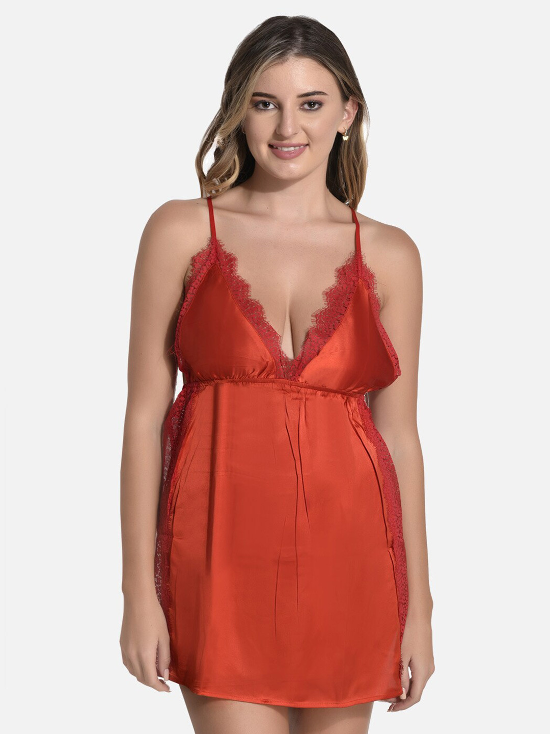 StyFun Satin Shoulder Straps Babydoll Lingerie Set