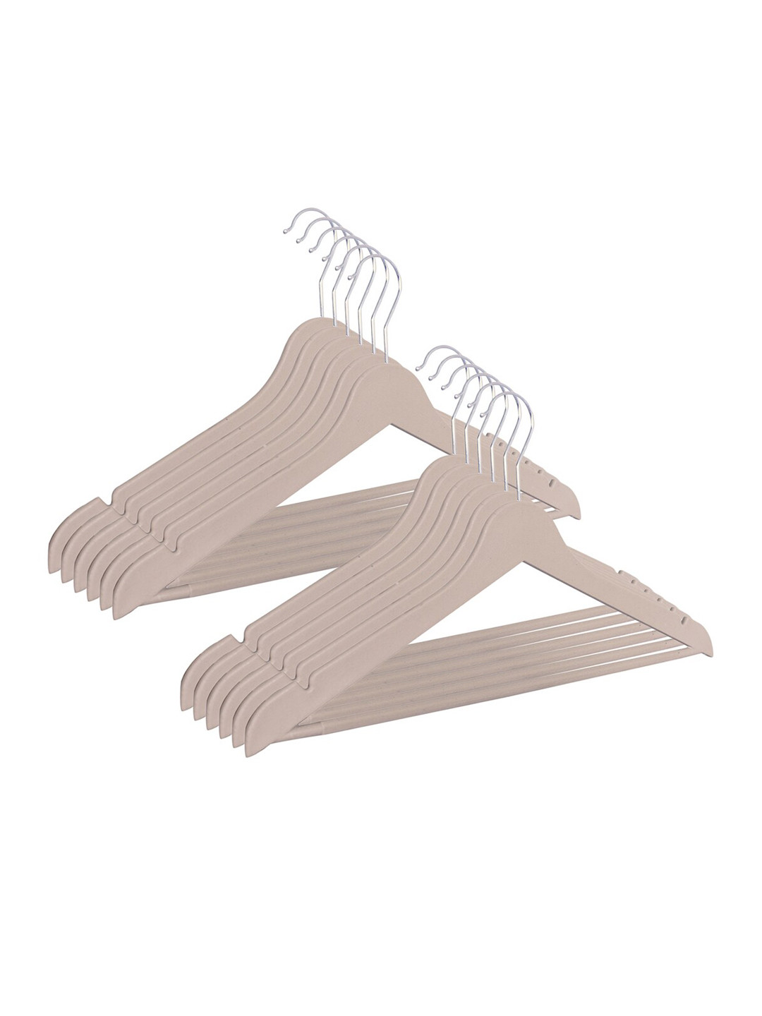 Kuber Industries 12 Pieces Cream Coloured Plastic Hangers With 360 Degree Swivel Hook