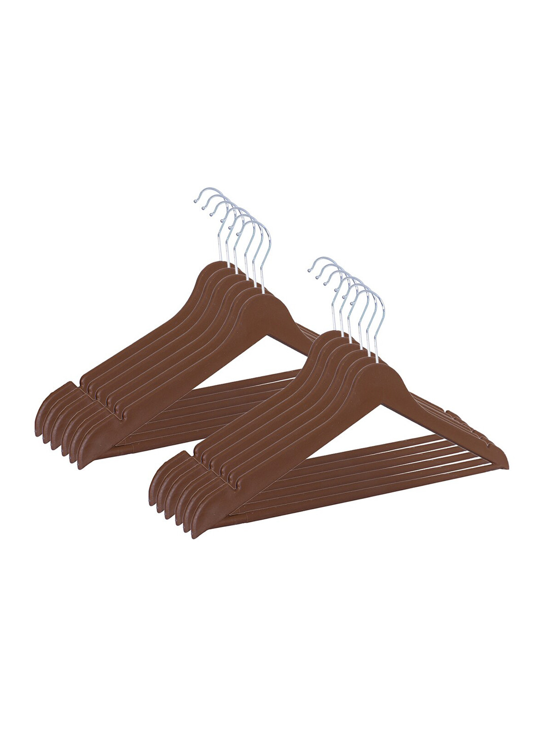 Kuber Industries 12 Pieces Brown Plastic Hangers With 360 Degree Swivel Hook