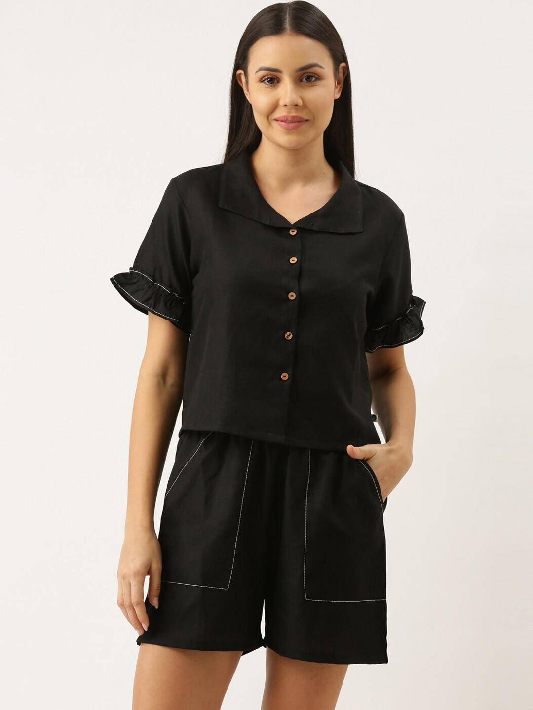 Bannos Swagger Women Shirt Collar Night Suit