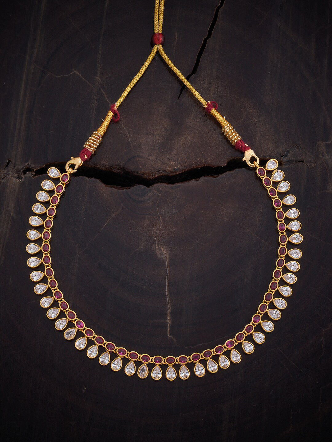 Kushal's Fashion Jewellery Women Silver & Gold-Plated CZ Studded Necklace