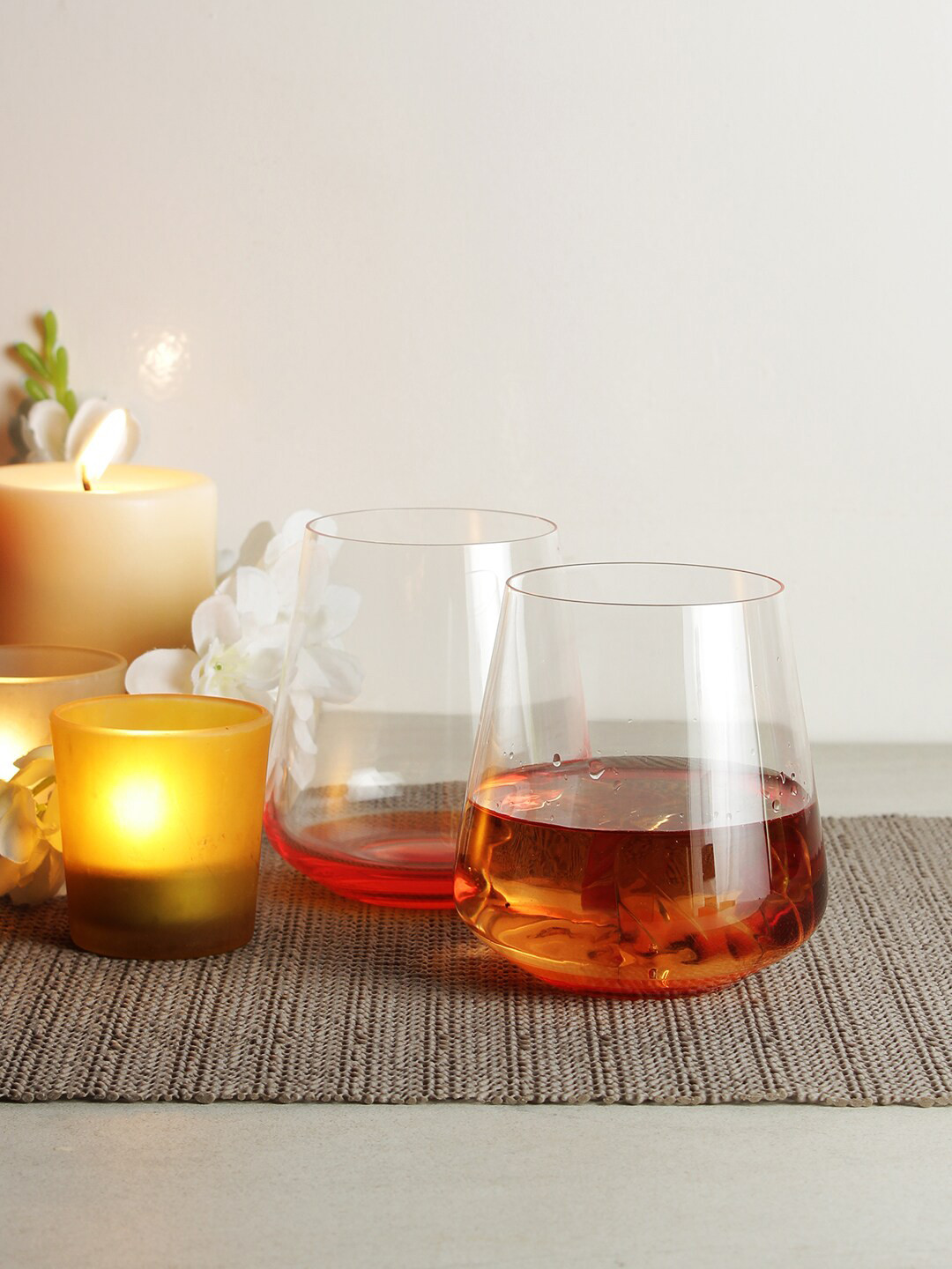 smart serve Siesta Orange 6 Pcs Crystal Whisky Glass 400 ml Each