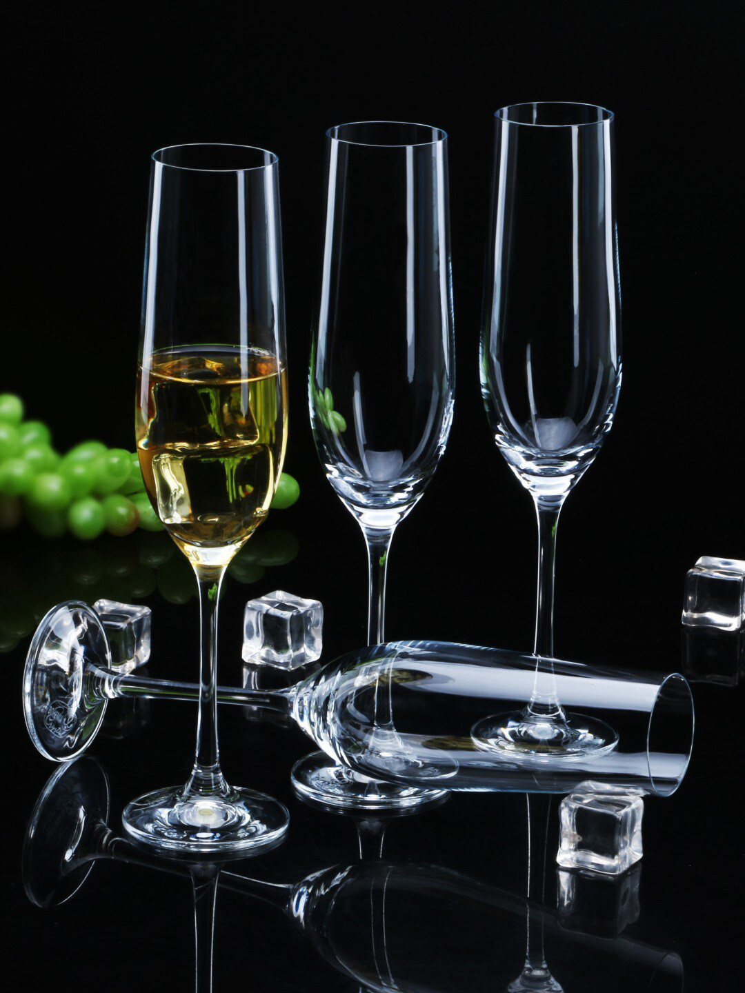 smart serve Viola Transparent 6 Pcs Crystal Champagne Flute Glass 190 ml Each