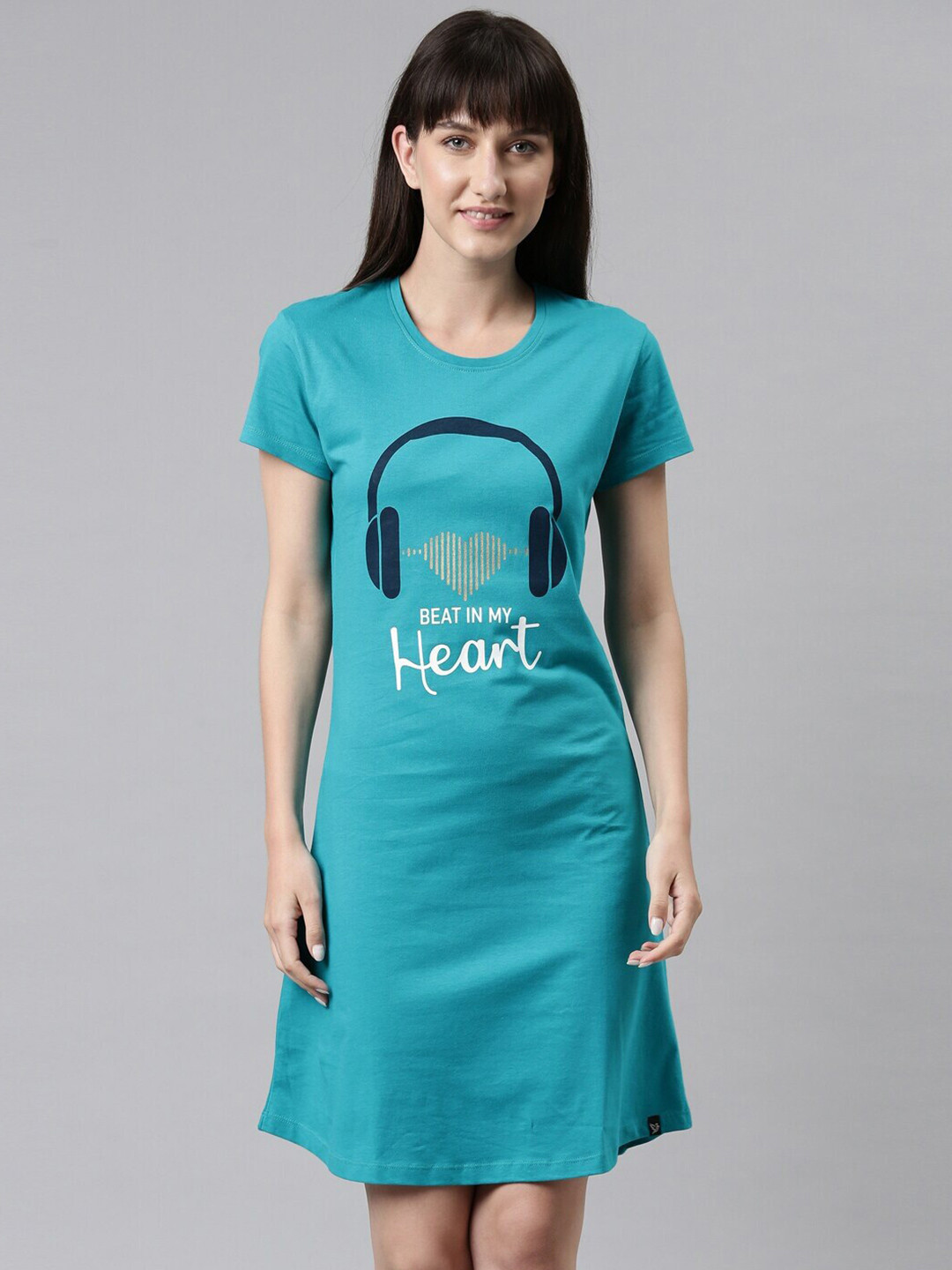 TWIN BIRDS Graphic Printed Pure Cotton Nightdress