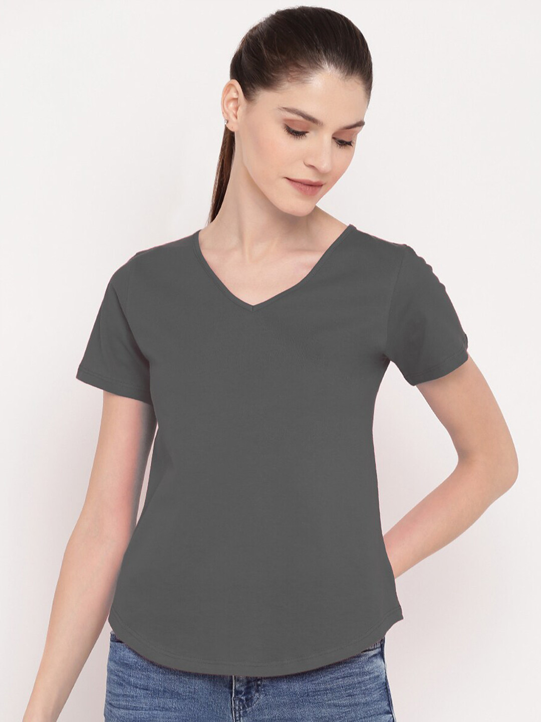 A.T.U.N. V-Neck Regular Fit Pure Cotton T-shirt