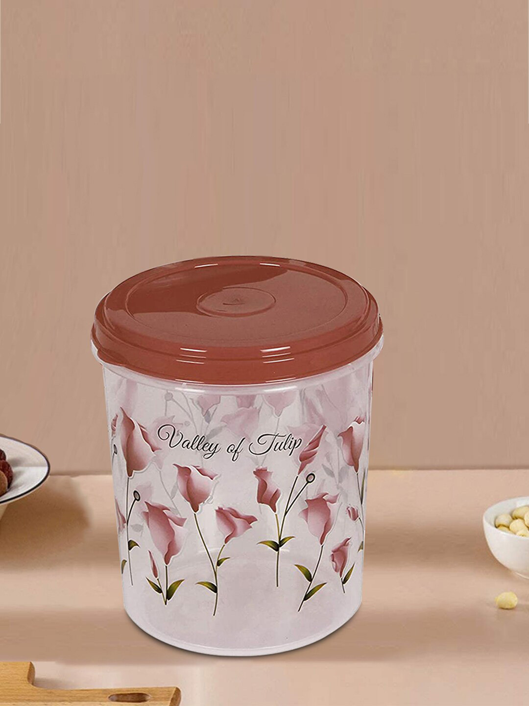 Kuber Industries 3 Pcs Transparent & Brown Printed Air tight Lid Food Storage Container