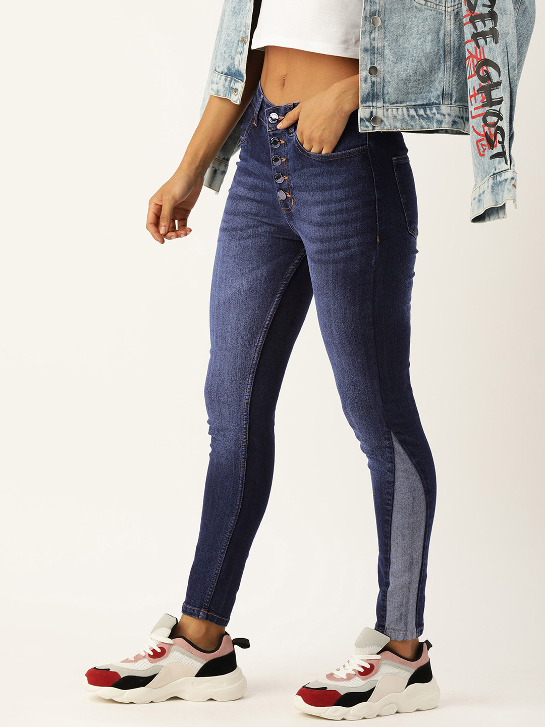 FOREVER 21 Women Mid-Rise Skinny Fit Light Fade Stretchable Jeans