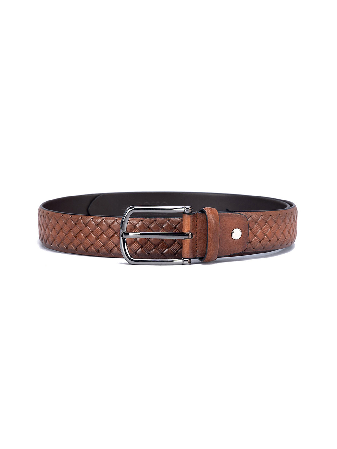 ROSSO BRUNELLO Men Woven Design Leather Formal Belt