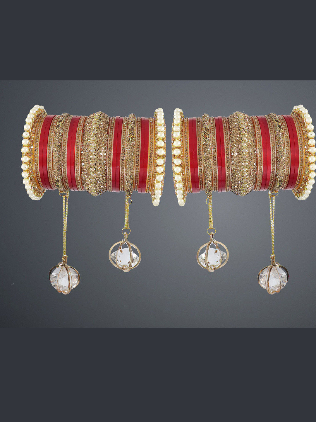 NMII Set of 42 Stone-Studded & Beaded With Latkan Acrylic Bangles