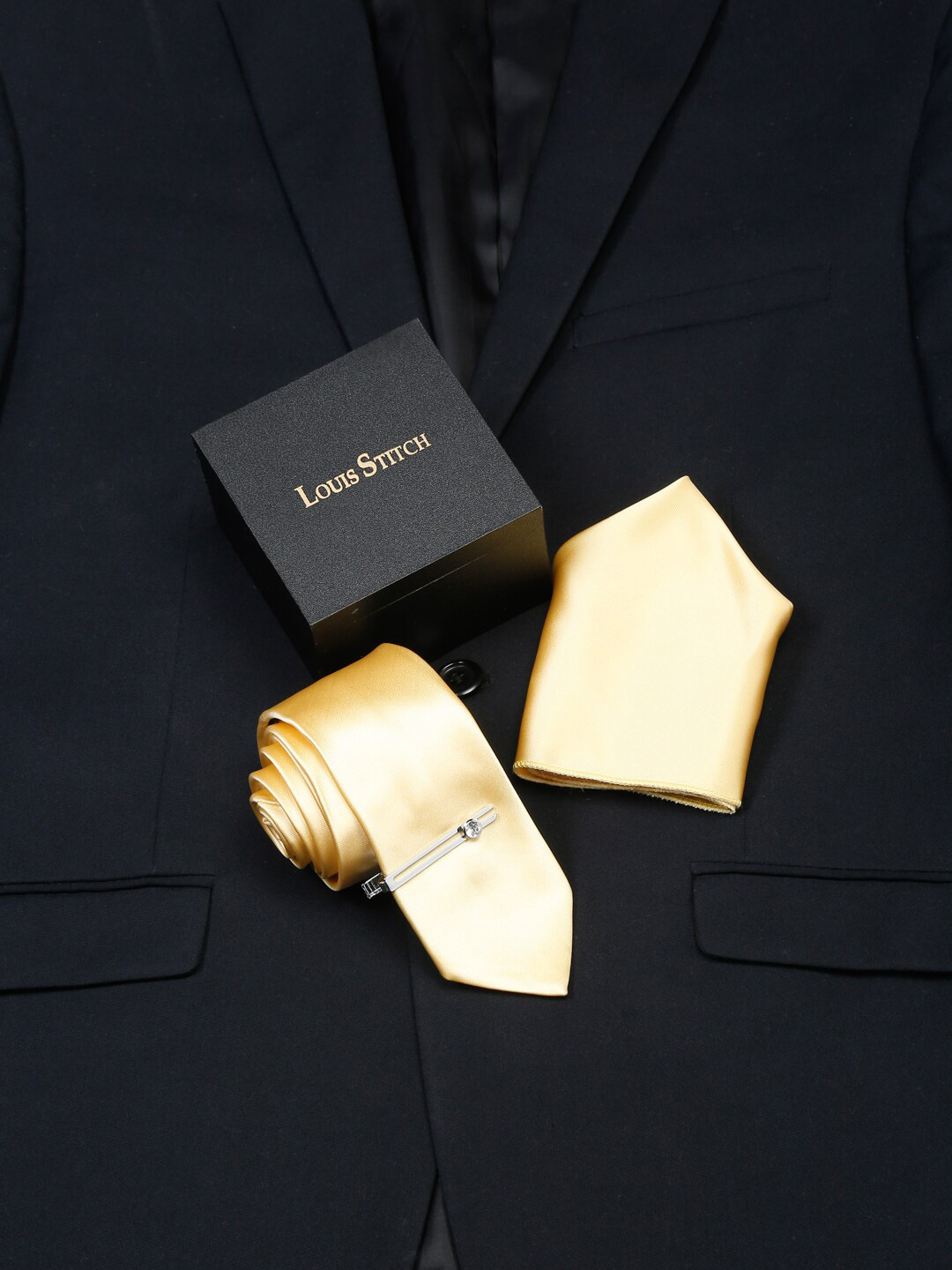 LOUIS STITCH Men Italian Silk Necktie Accessories Gift Set