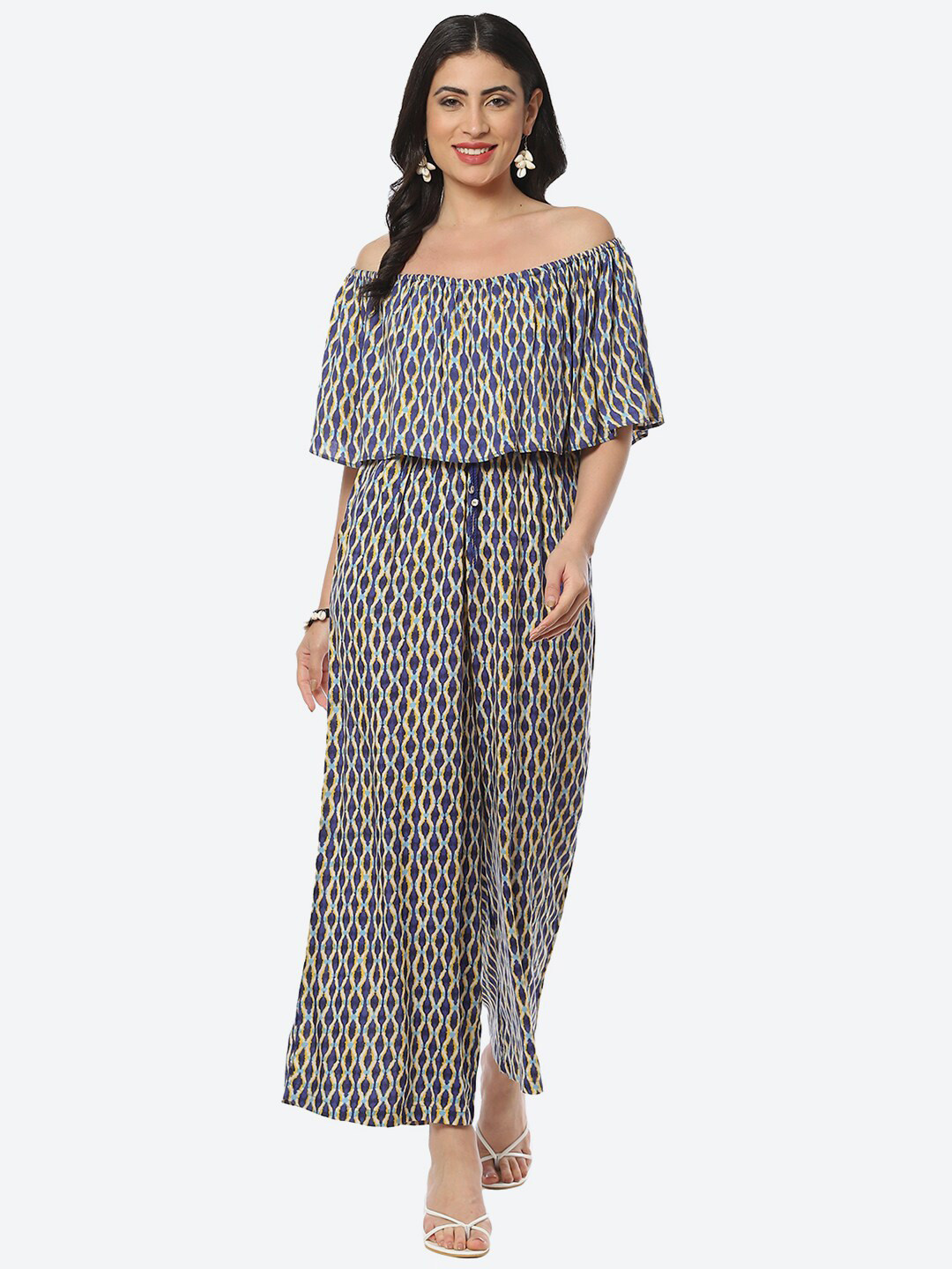 Biba Off-Shoulder Printed Basic Jumpsuit