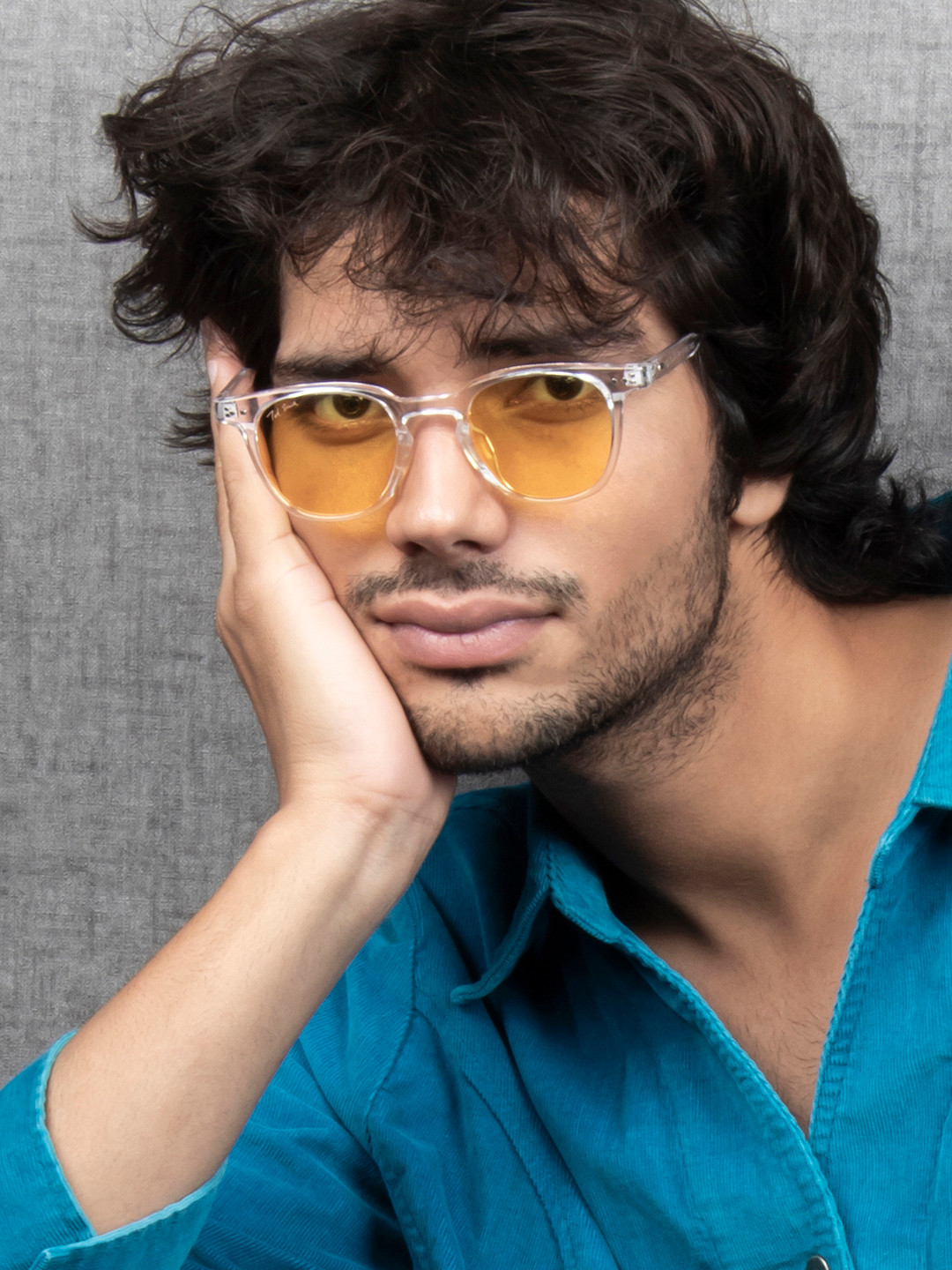 Ted Smith Unisex Crystal -Yellow Wayfarer Sunglasses With UV Protected Lens