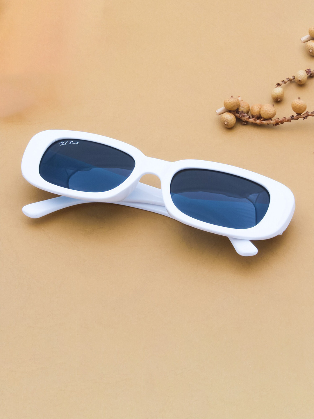 Ted Smith Rectangle Sunglasses with UV Protected Lens TSA-KAMA_WHT
