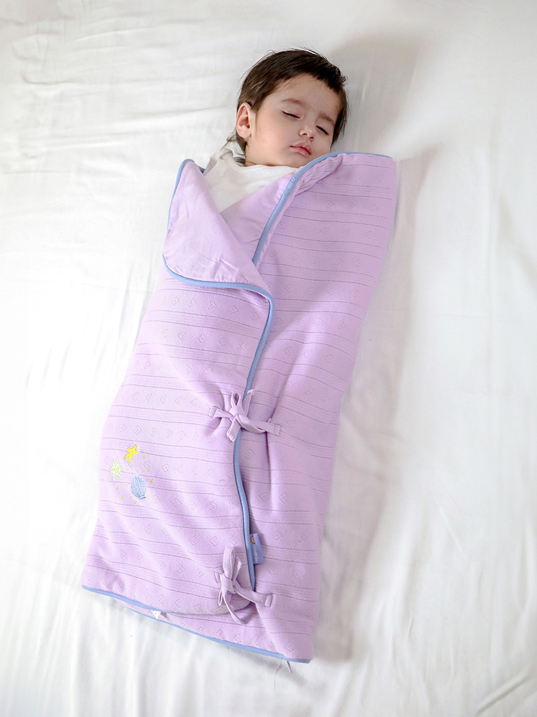 Mi Arcus Solid 2-in-1 Snuggle Wrap, Soft Baby Blanket for 0-6 M, 62x97 cm- Purple