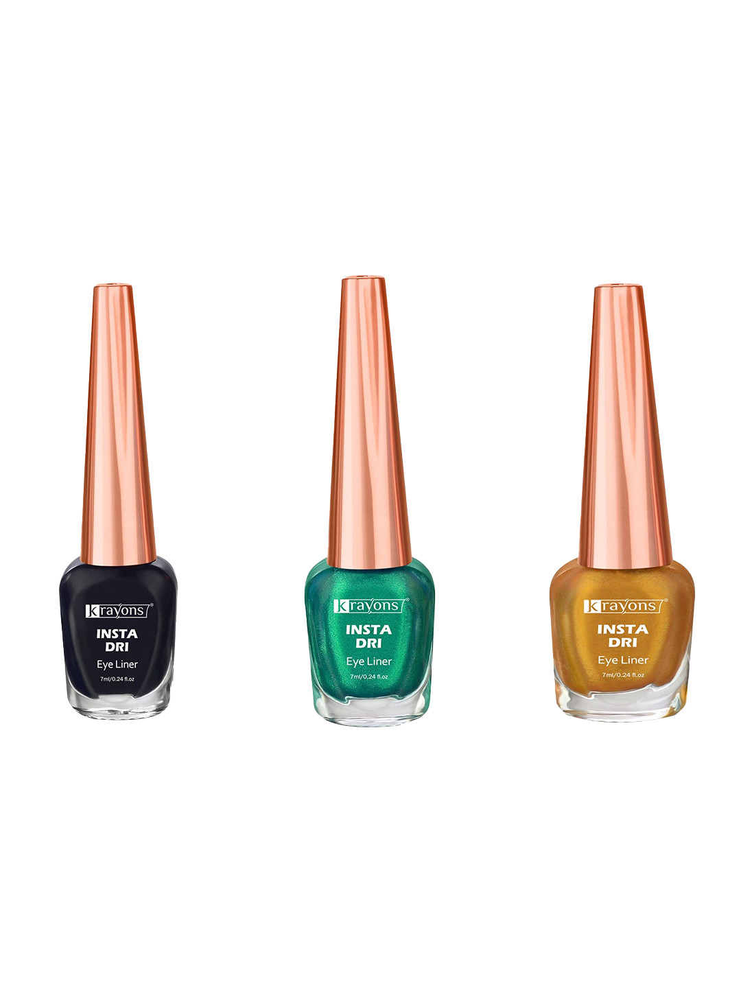 krayons Set of 3 Insta Dri Sparkling Waterproof Eye Liners - 7 ml Each