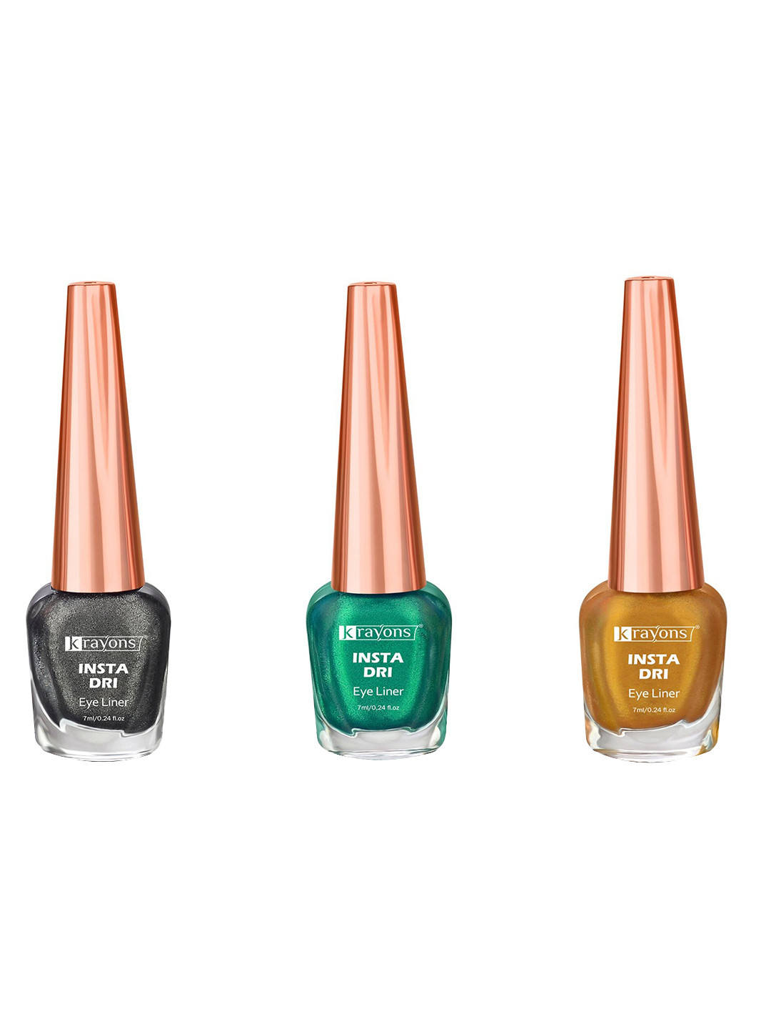 krayons Set of 3 Insta Dri Sparkling Waterproof Eye Liners - 7 ml Each