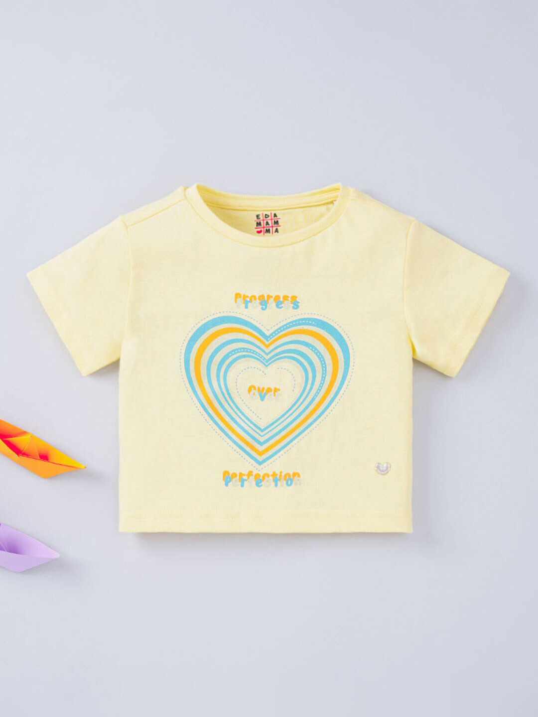 Ed-a-Mamma Girls Graphic Printed Cotton T-shirt