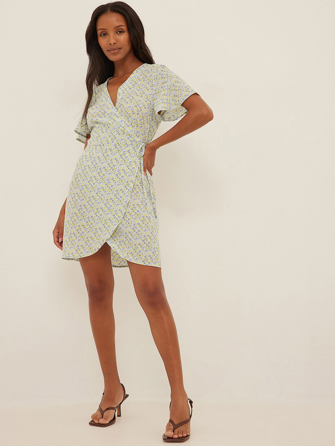 NA-KD Floral Print Wrap Dress