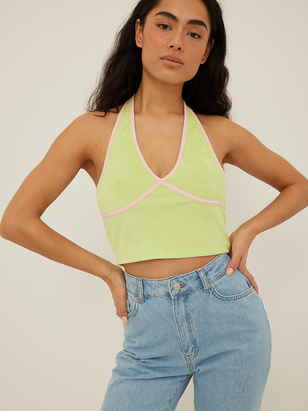 NA-KD Halter Neck Crop Fitted Top