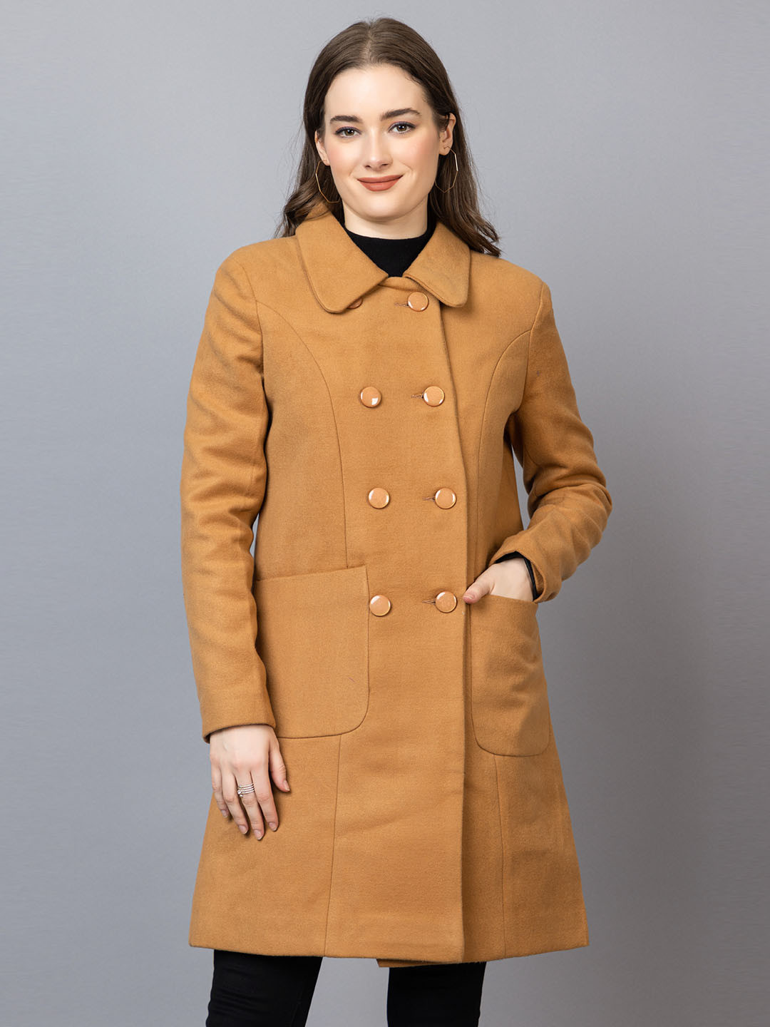 Dlanxa Women Knee-Length Double-Breasted Over Coats