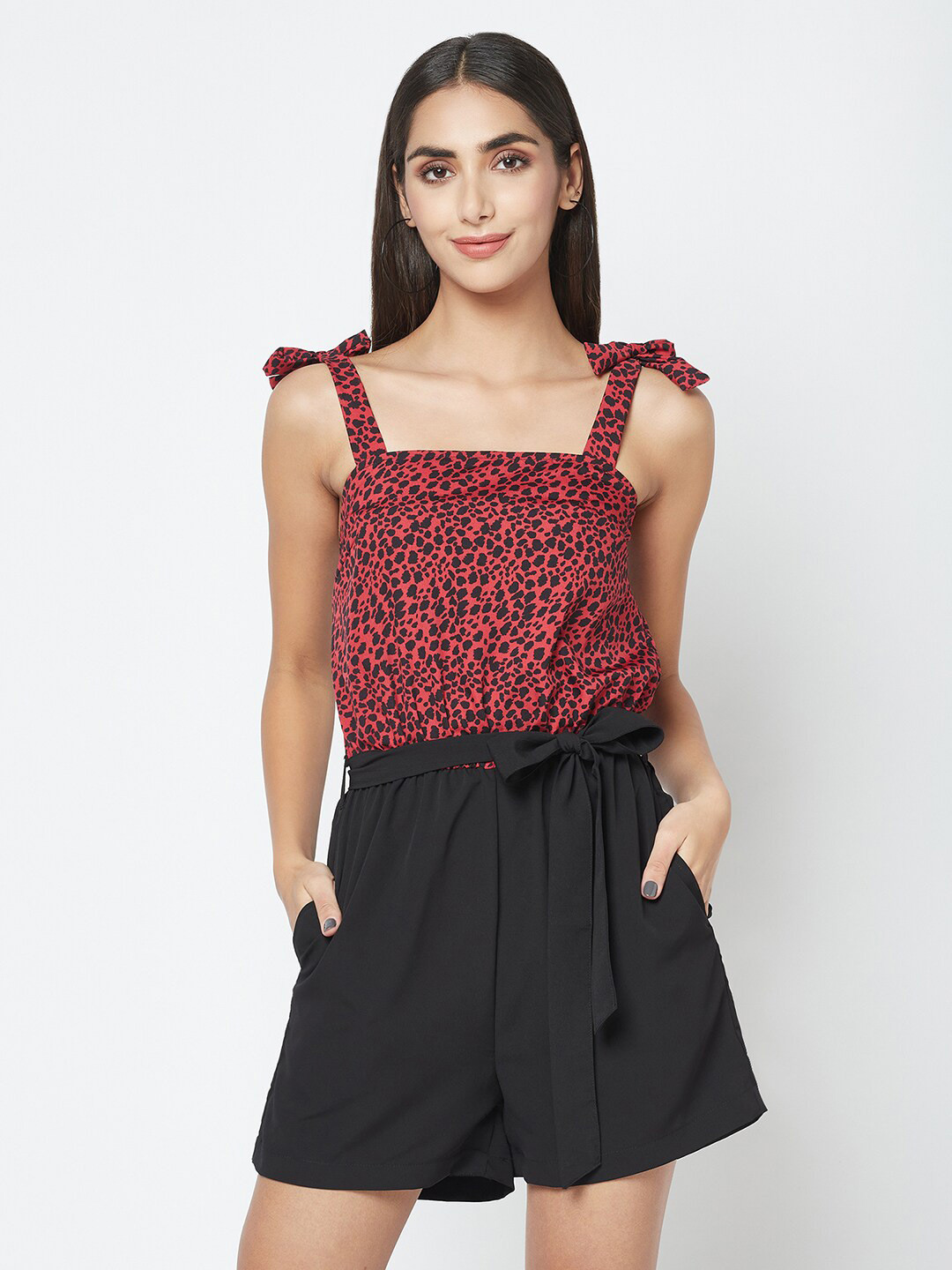 SQew Women Square Neck Printed Playsuit