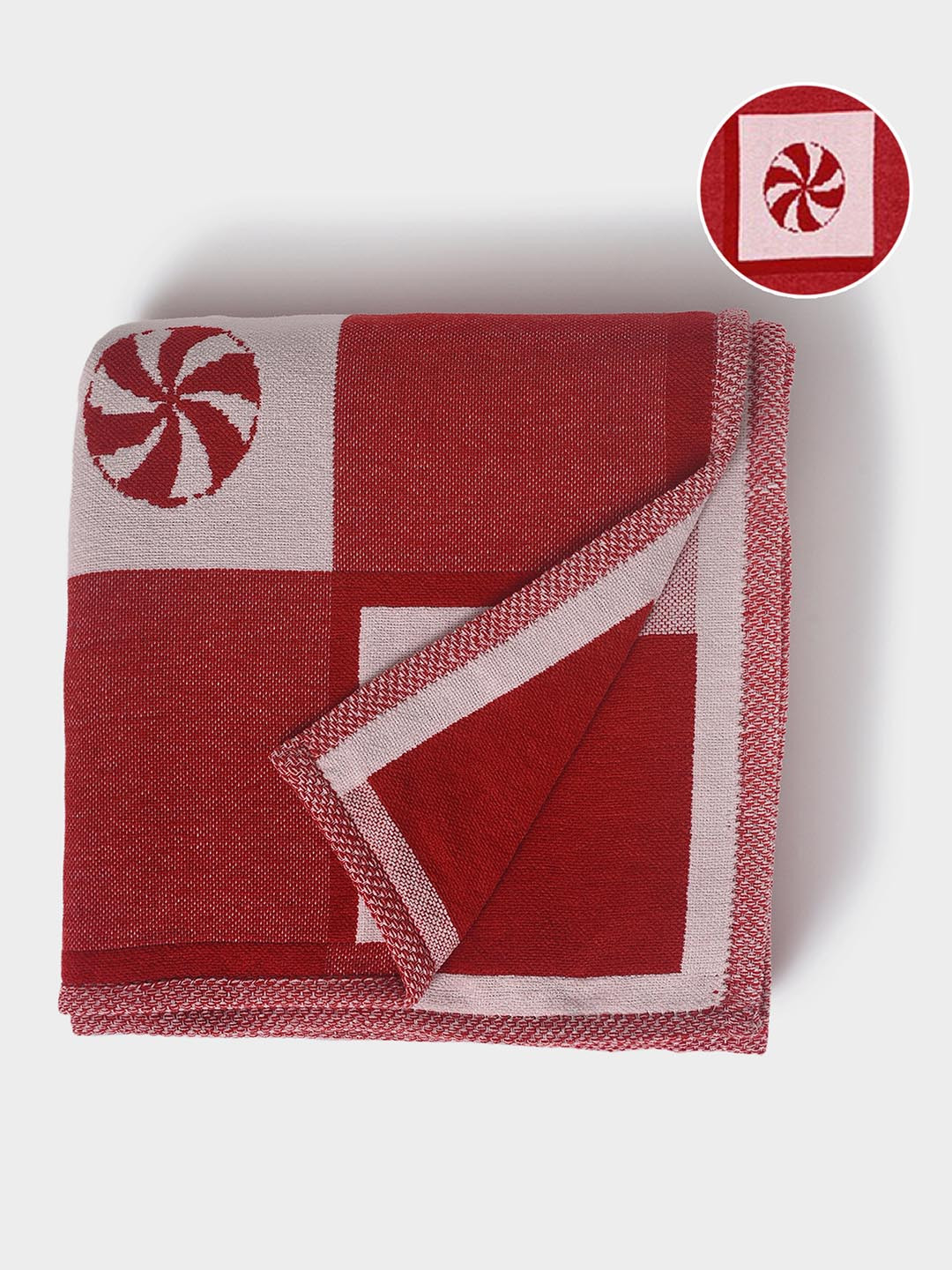 MiArcus Premium Knitted Printed Reversible Ultra-Soft Blanket, 160x130 cm - Red