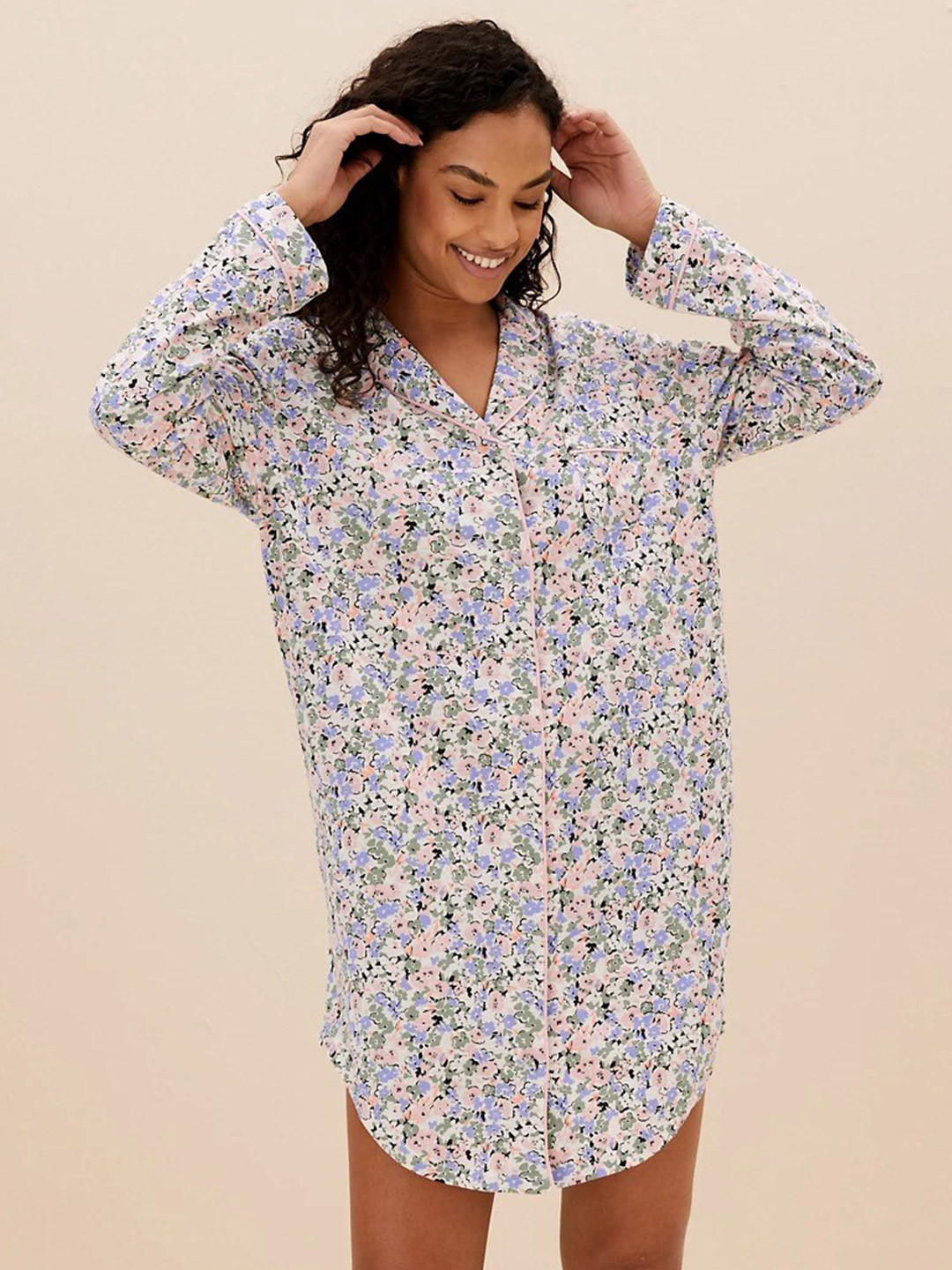 Marks & Spencer Floral Printed Pure Cotton Nightdress