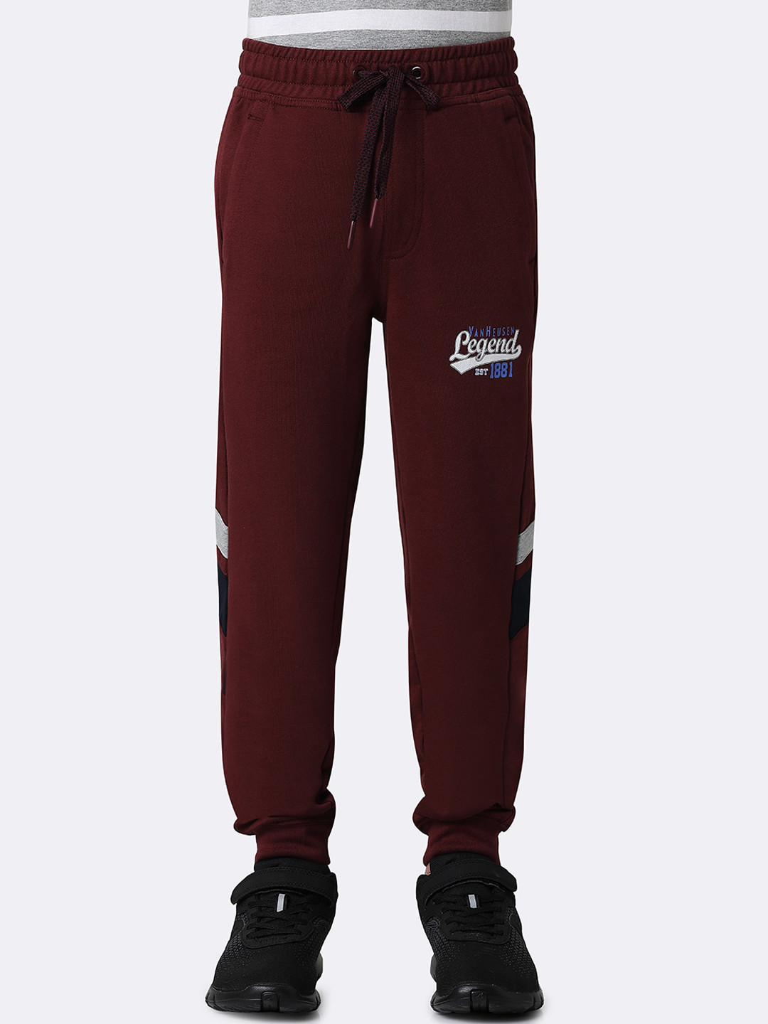 Van Heusen Boys Typography Printed Cotton Smart Tech Easy Stain Release Urban Joggers