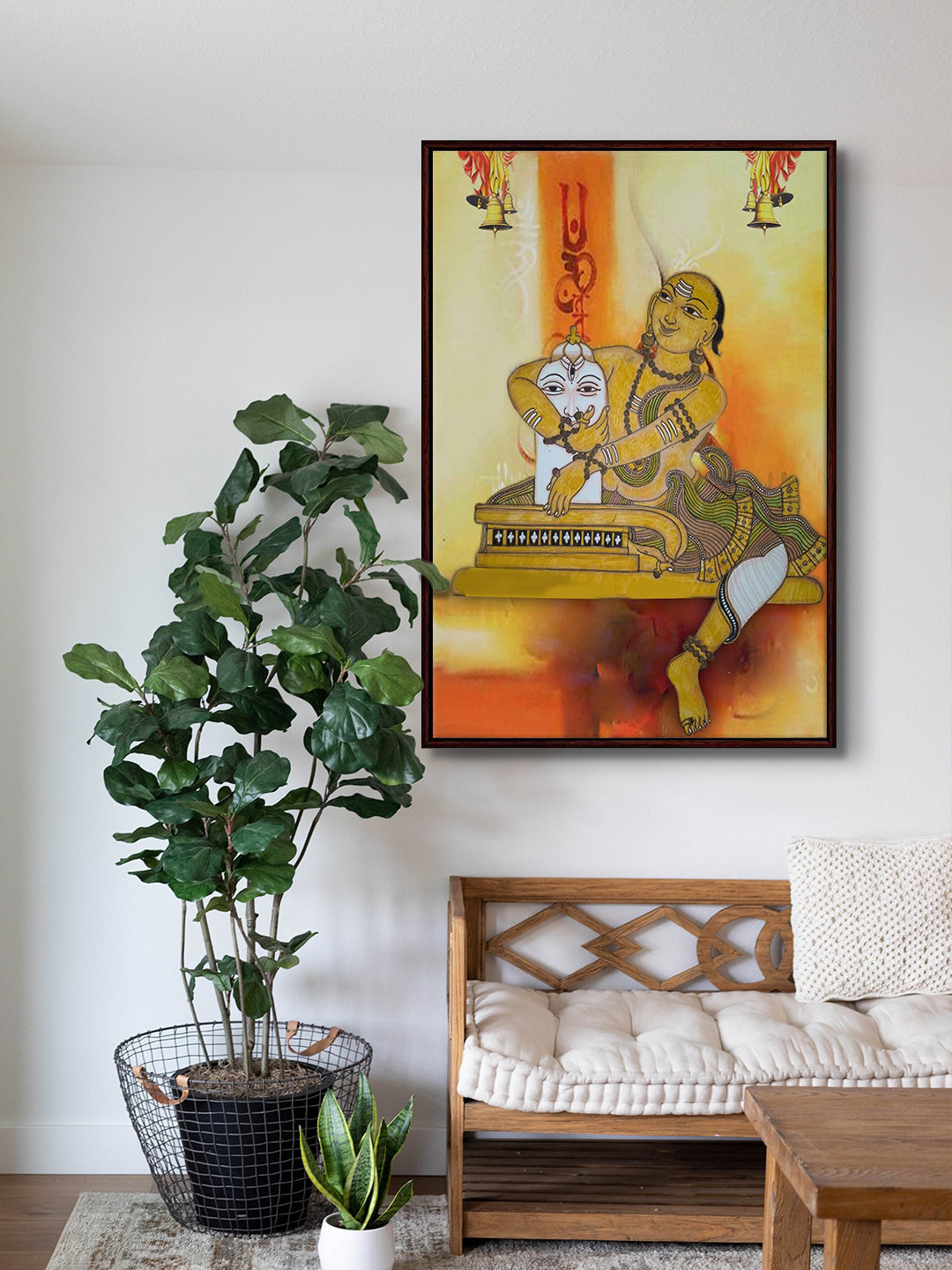 999Store Yellow & Black Religious Painting Framed Wall Art