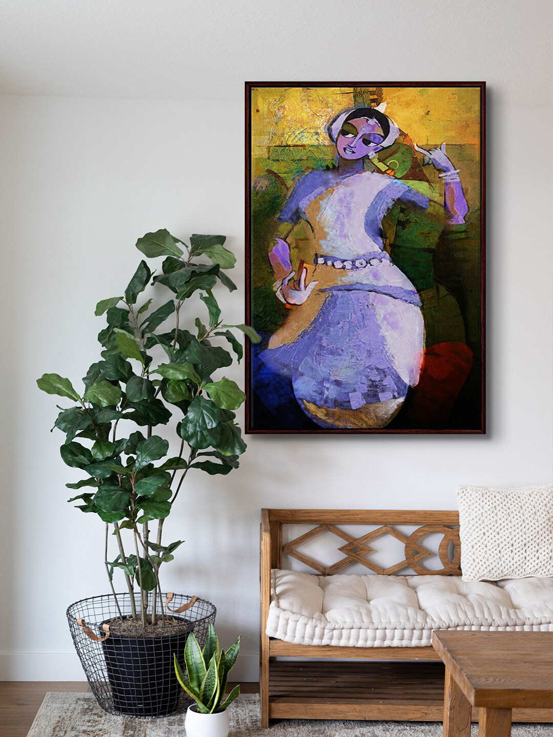 999Store Lavender & Green Women Dance Canvas Framed Painting Wall Art