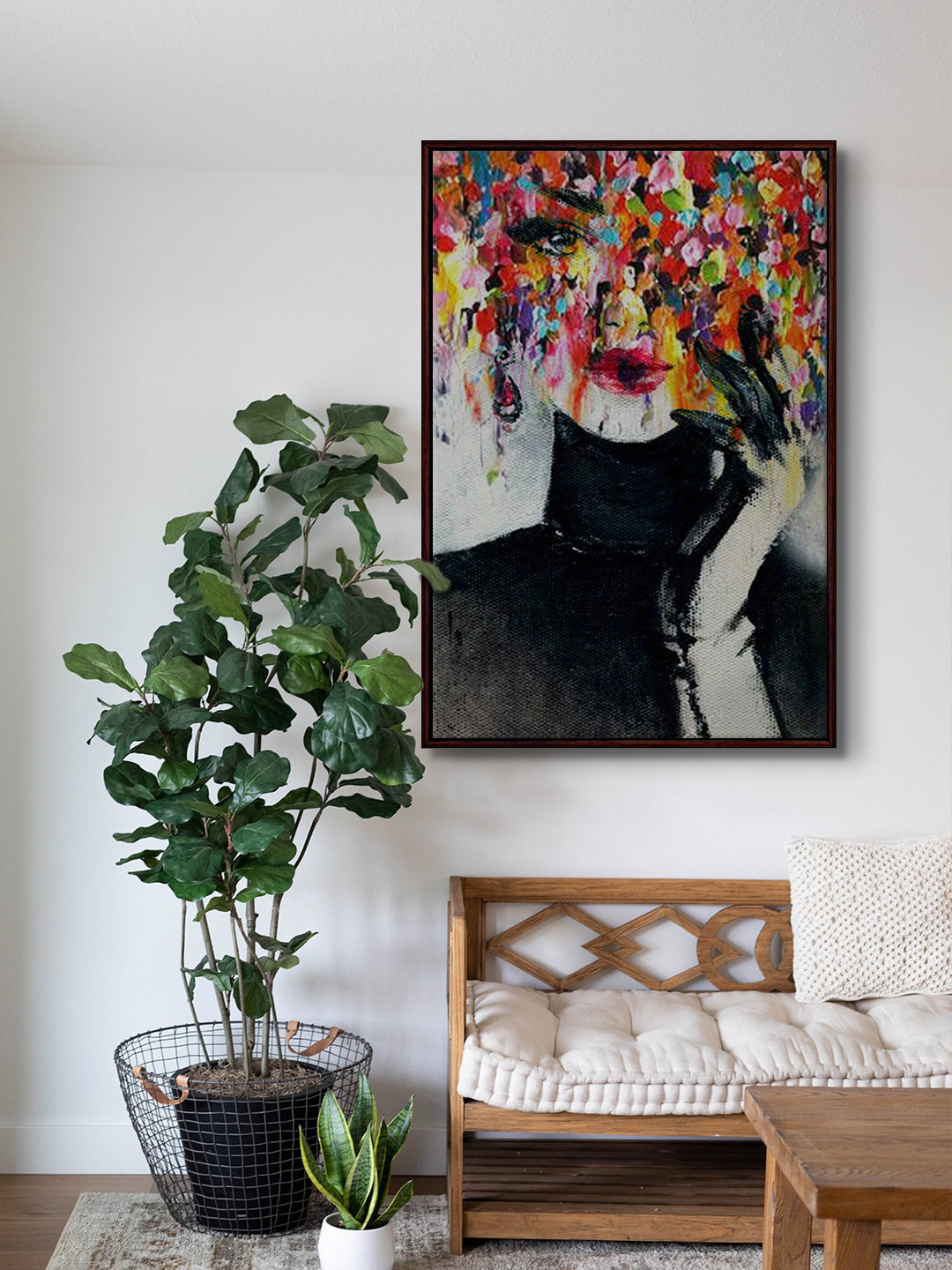 999Store Black & Red Modern Lady Abstract Framed Painting Wall Art