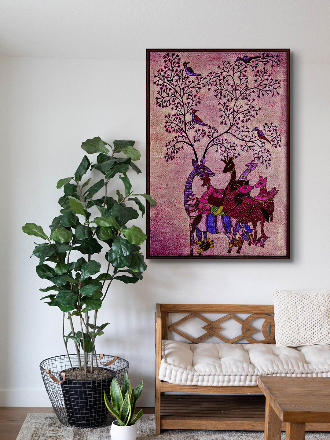 999Store Purple Tree Of Life Nature Canvas Framed Painting Wall Art