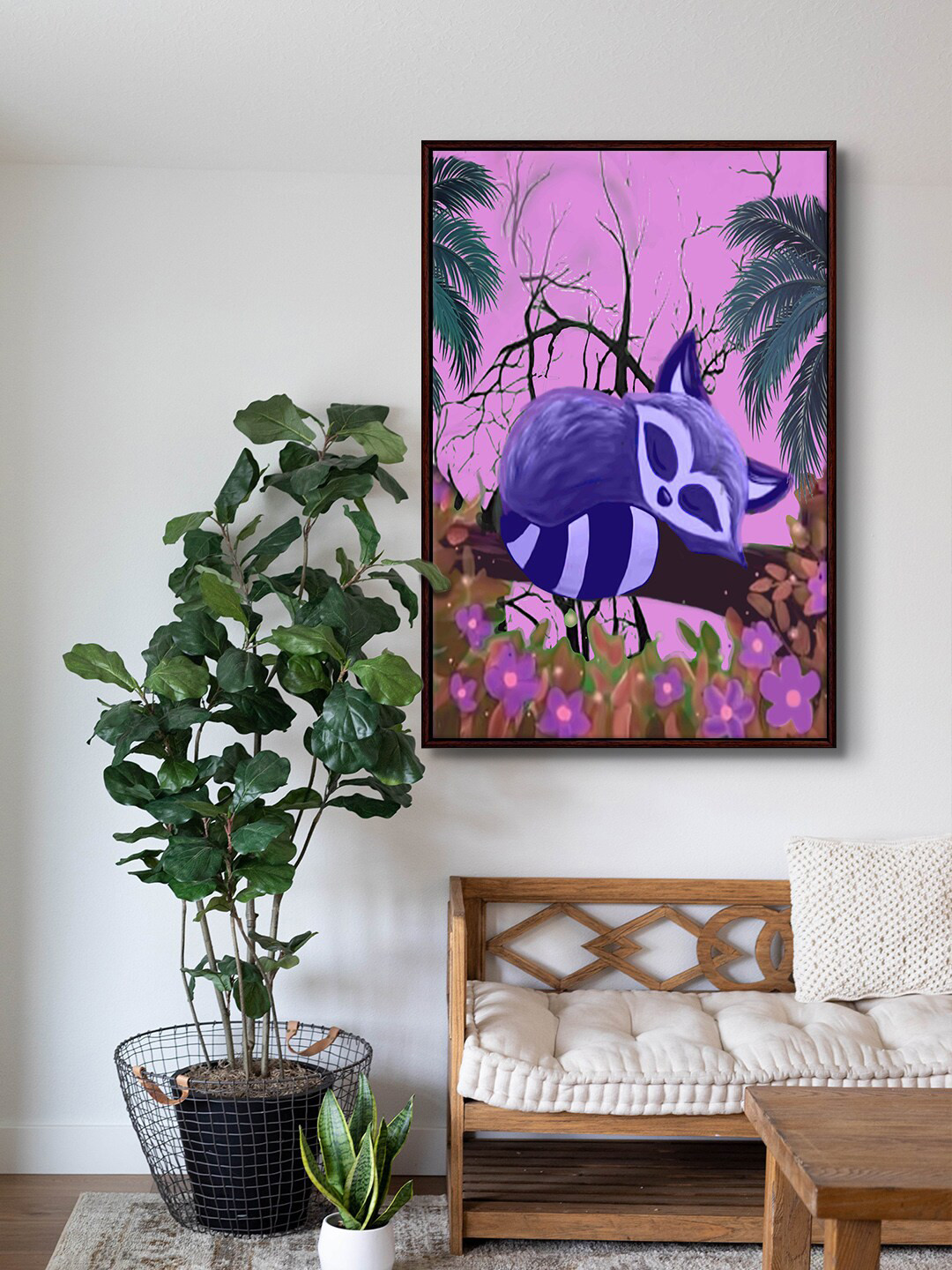 999Store Pink & Blue Modern Animal Framed Painting Wall Art