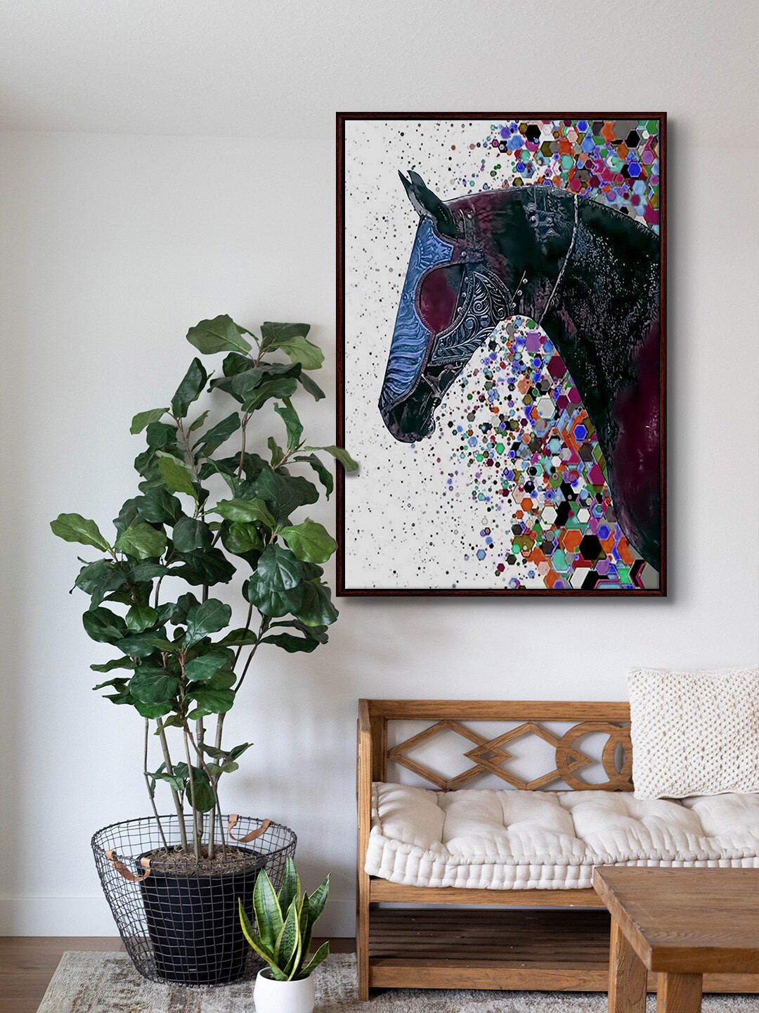 999Store Purple And Cream Face Of Horse Modern Painting Wall Art