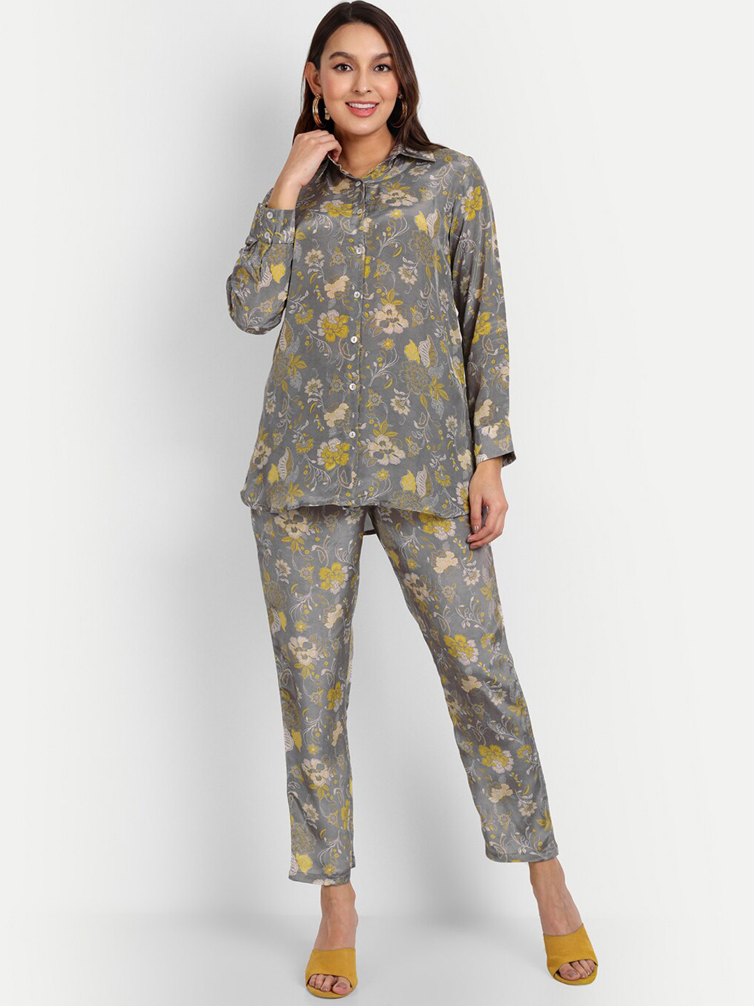 NH KAPDEWALA Women Printed Pure Muslin Festive Shirt & Trouser