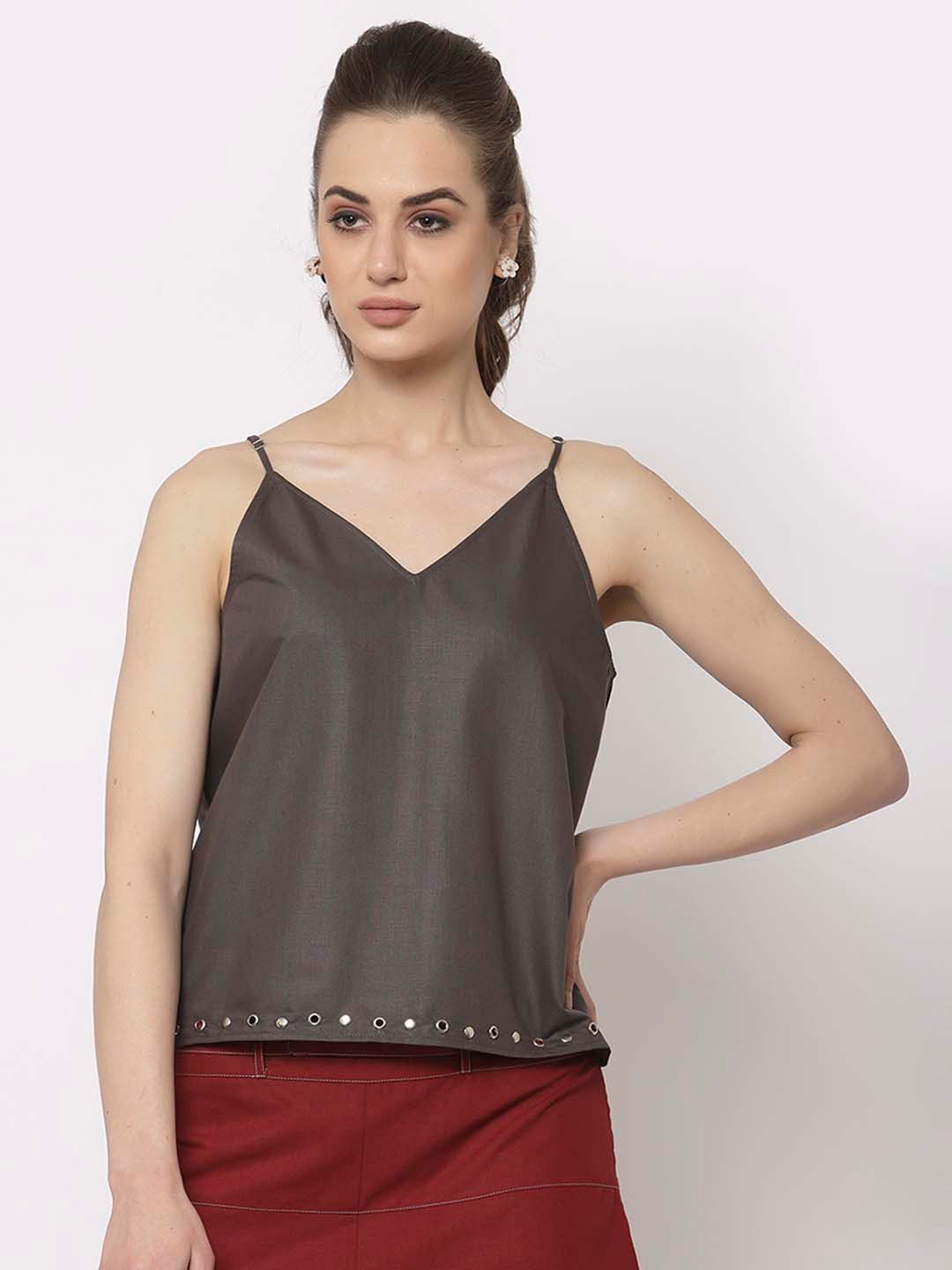 OFFICE & YOU Embellished Pure Cotton Top