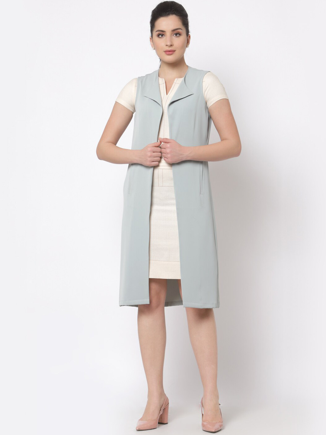 OFFICE & YOU Women Longline Open Front Jacket