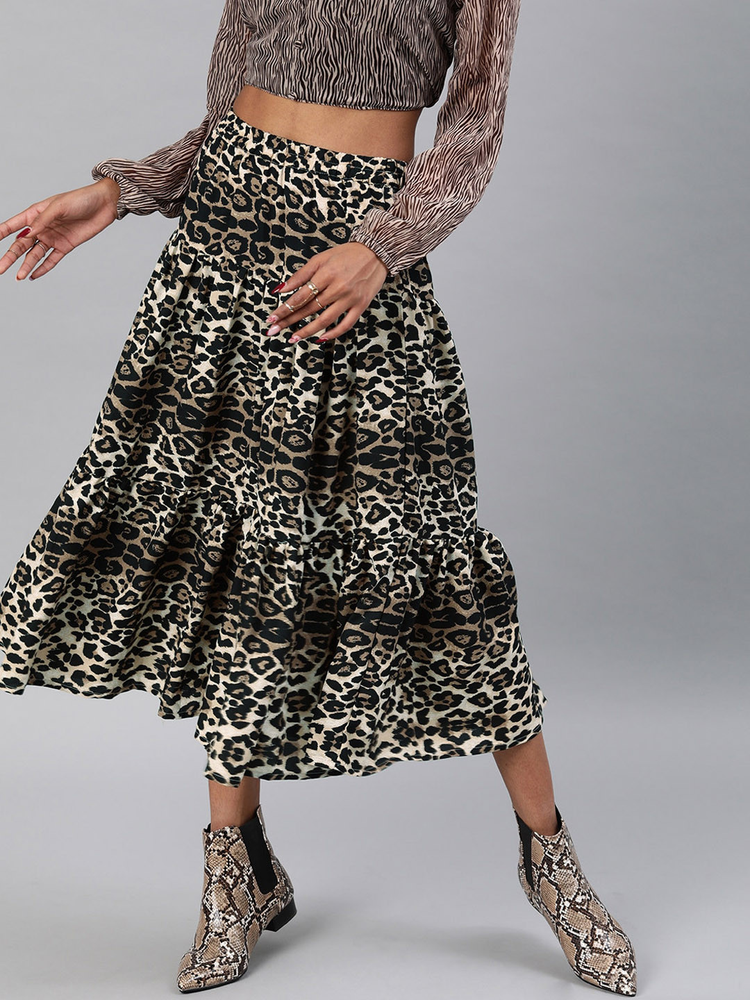 Sera Printed A Line Midi Skirt